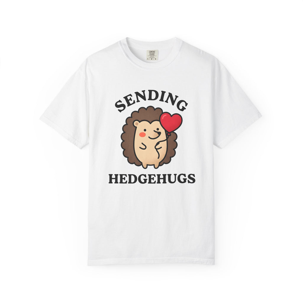 Hedgehog Drawing Shirt Animals Affection Gift Women Sweet Tee Porcupine T-Shirt Wildlife Fan Cute Tshirt Love Graphic Animated Heart Balloon