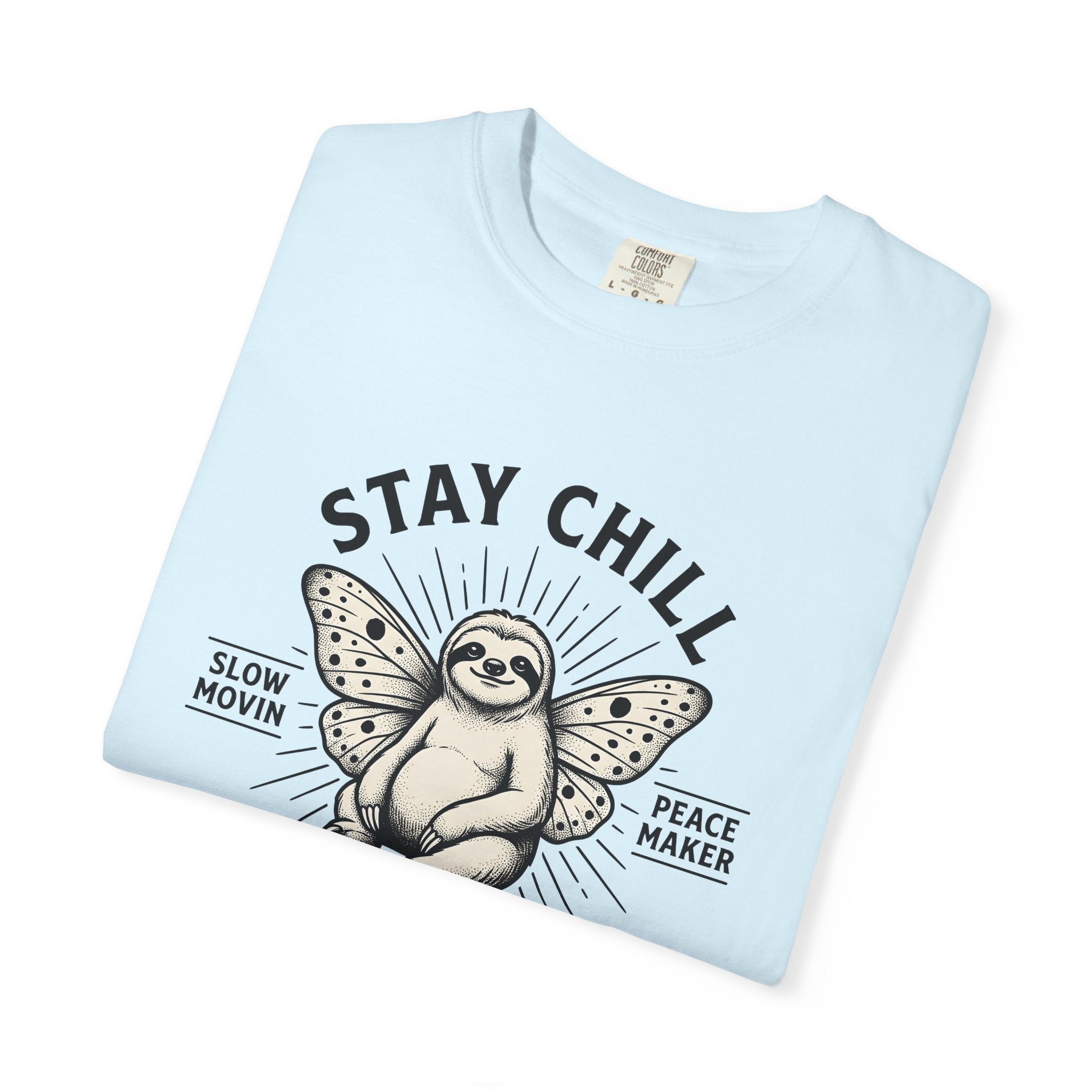 Sloth Flutter Shirt Sloth Fauna Gift Women Cartoon Tee Sloth T-Shirt Sloth Fan Cartoon Tshirt Wildlife Graphic Hand Sketch Wing Shape Tshirt