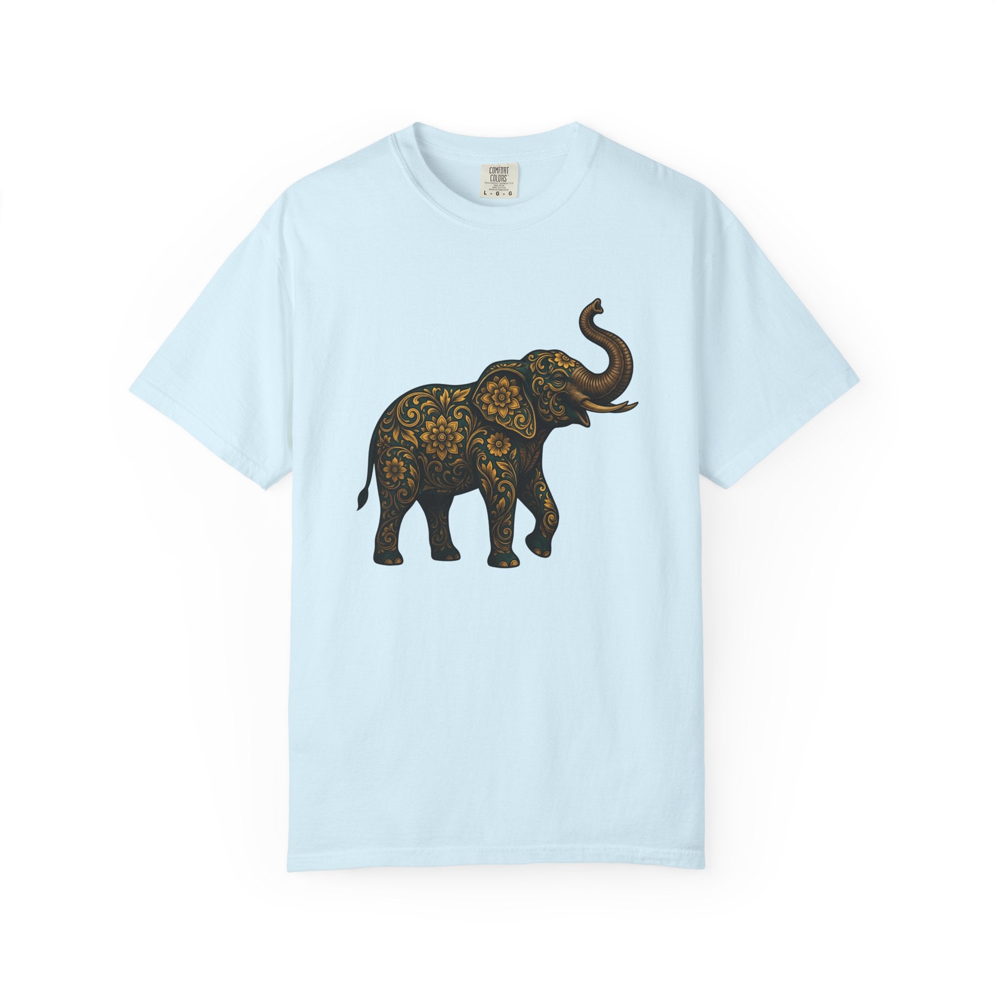 Blooming Elephant Shirt Boho Chic Critter Gift Women Folk Art Tee Elephant T-Shirt Hippie Fan Tribal Tshirt Creature Graphic Sketch Motif