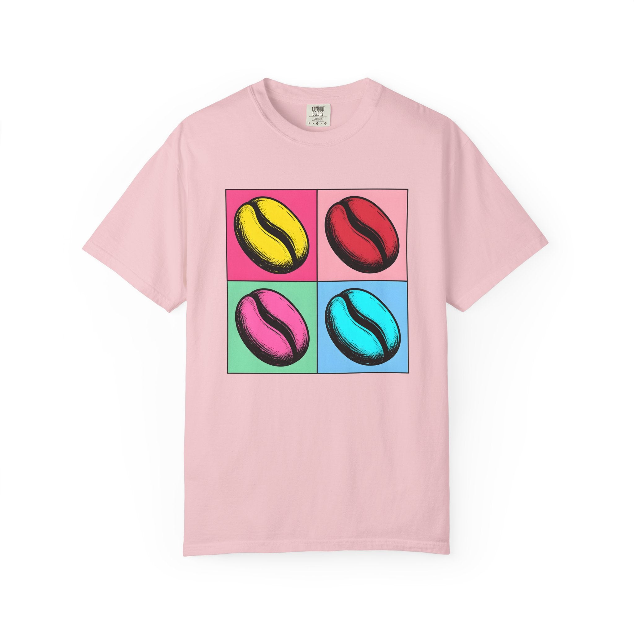 Coffee Bean Shirt Coffee Foodie Gift Women Pop Art Tee Coffee Bean T-Shirt Coffee Fan Pop Art Tshirt Foodie Graphic Retro Color Block Tshirt