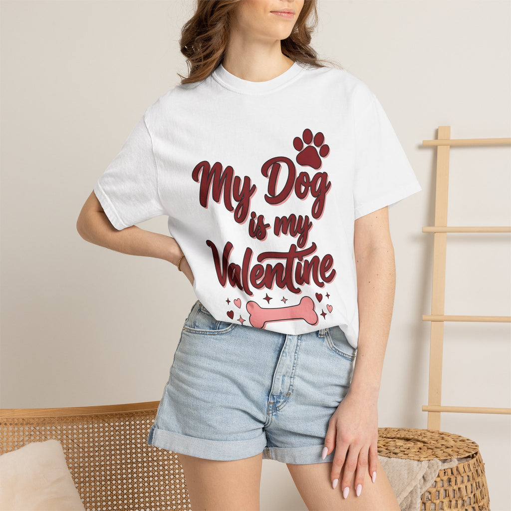 Canine Paw Shirt St. Valentine's Day Pets Gift Women Charm Tee Dog Paw T-Shirt Valentine Fan Dog Tshirt Animal Graphic Line Art Marrow Bone