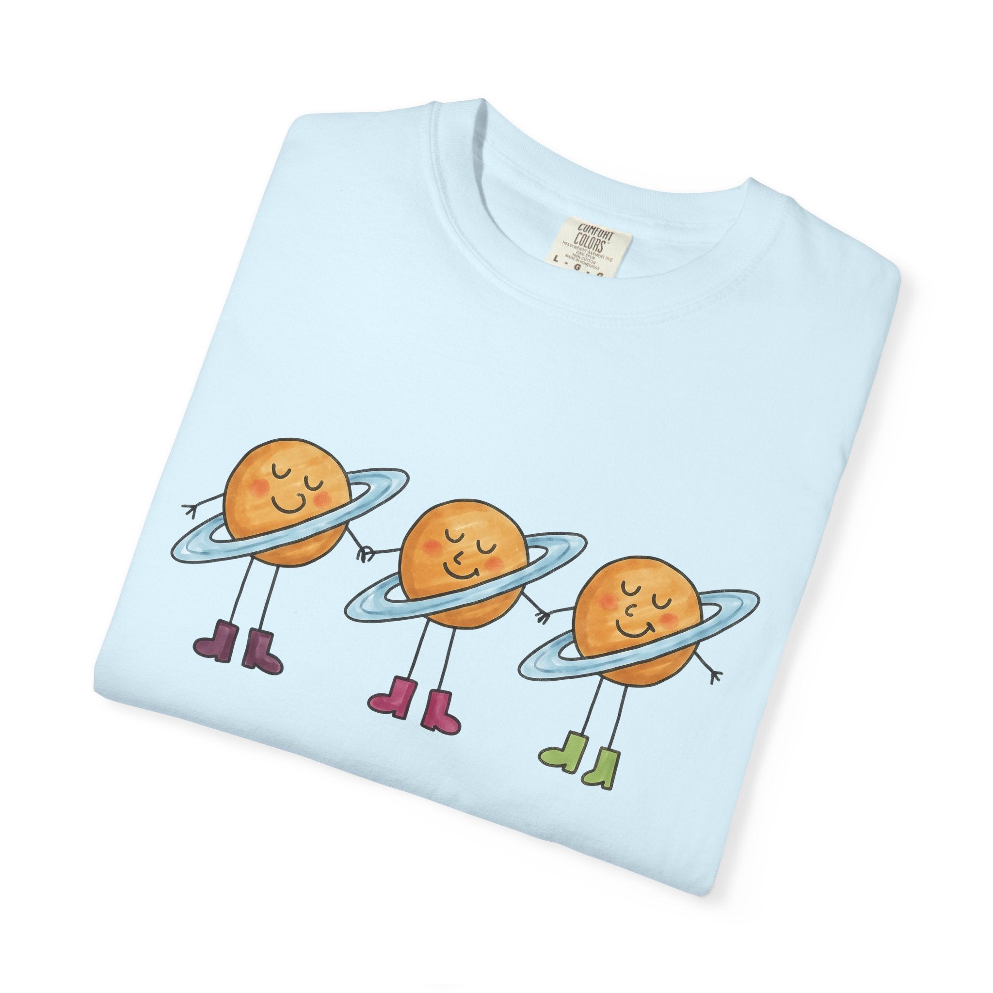 Joyful Planets Shirt Cute Galaxy Gift Women Fun Tee Planet T-Shirt Adorable Fan Cosmic Tshirt Galaxy Graphic Doodle Footwear Tshirt