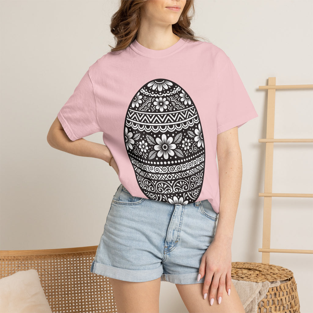 Floral Egg Shirt Easter Spring Gift Women Boho Tee Easter Egg T-Shirt Easter Fan Bohemian Tshirt Seasonal Graphic Folk Art Mandala Tshirt