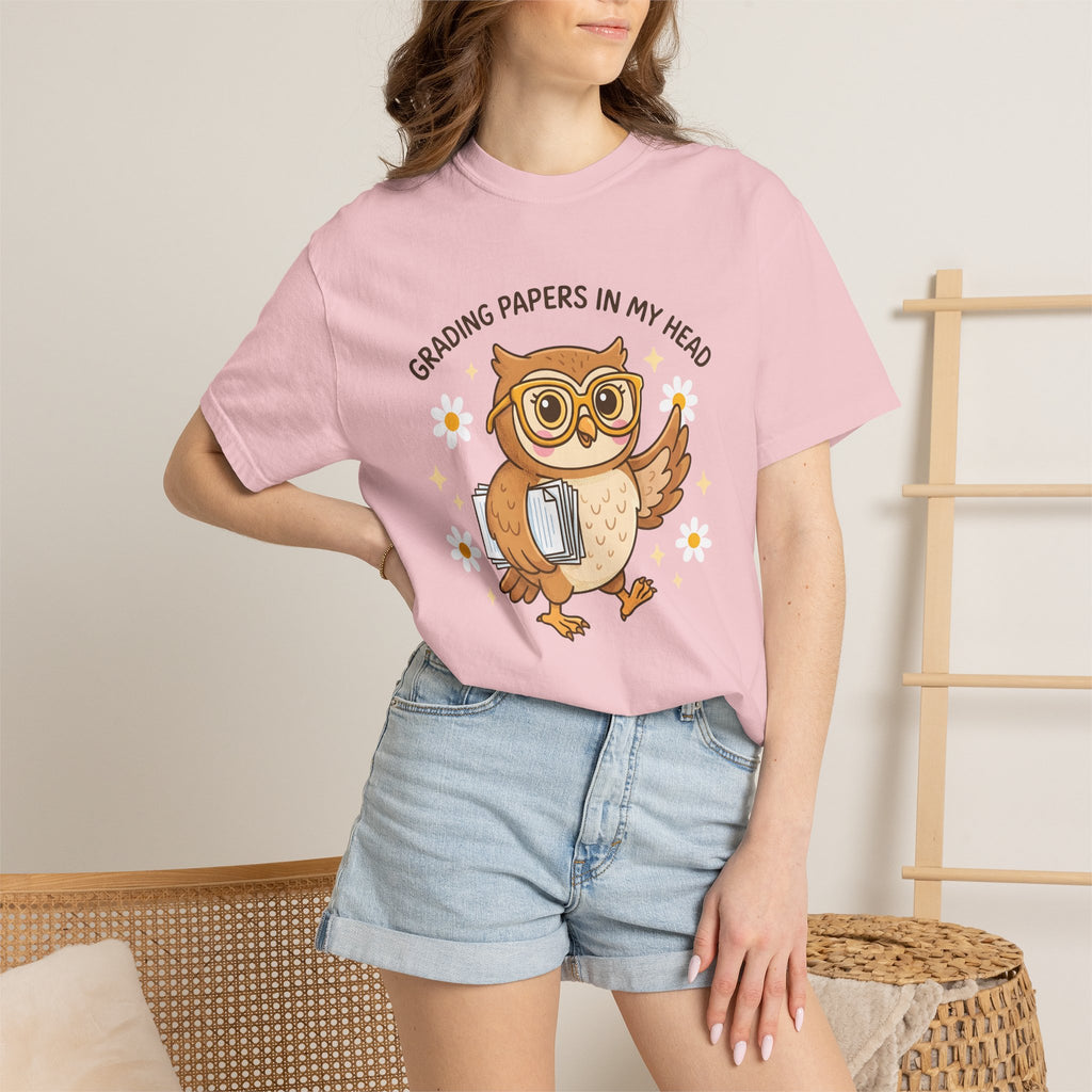 Owl Glasses Shirt Teachers Animal Gift Women Cute Tee Spectacles T-Shirt Educator Enthusiast Kawaii Tshirt Wildlife Graphic Cartoon Daisies