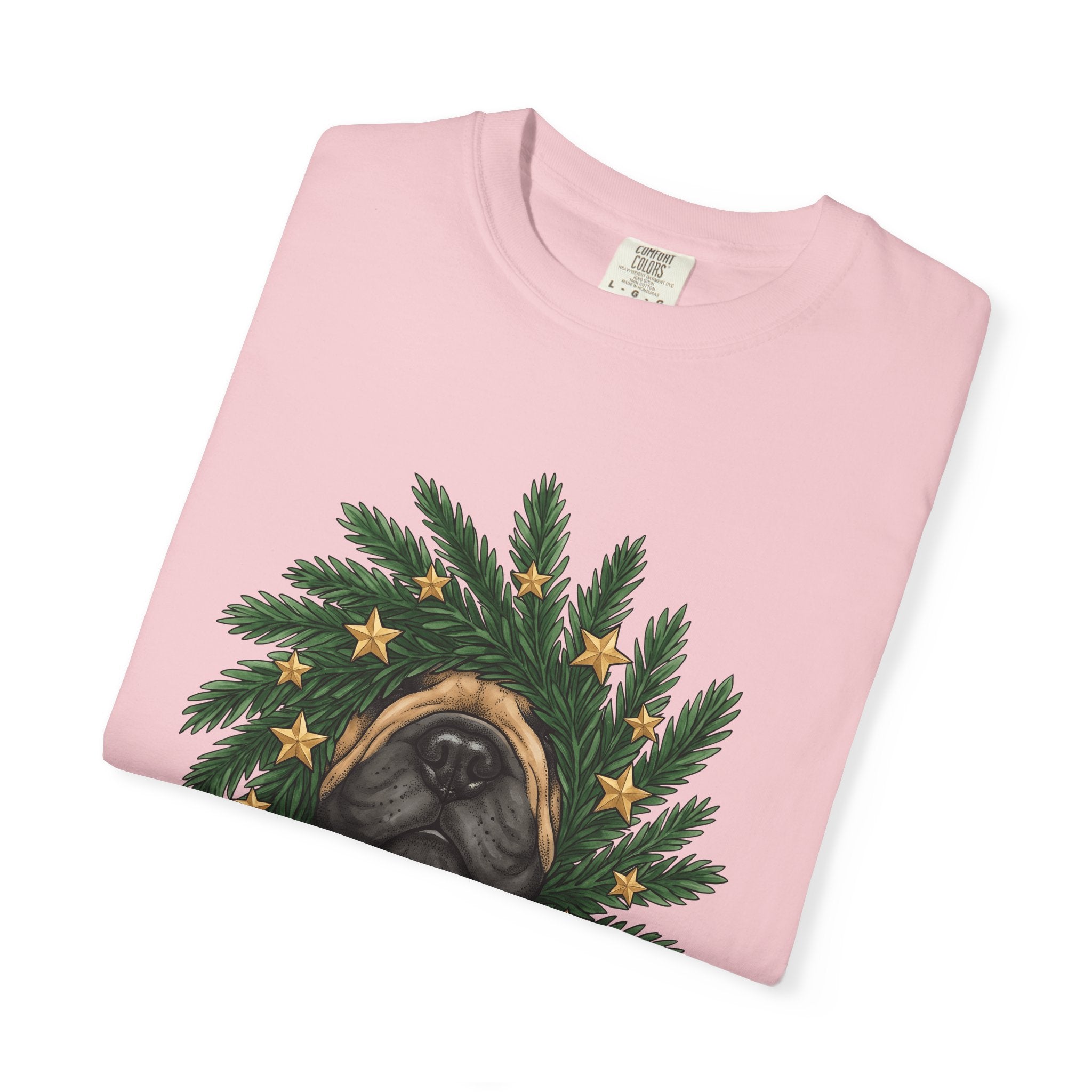 Canine Wreath Shirt Christmas Pets Gift Women Cartoon Tee Dog Wreath T-Shirt Xmas Fan Christmas Tshirt Animal Graphic Classic Shining Stars