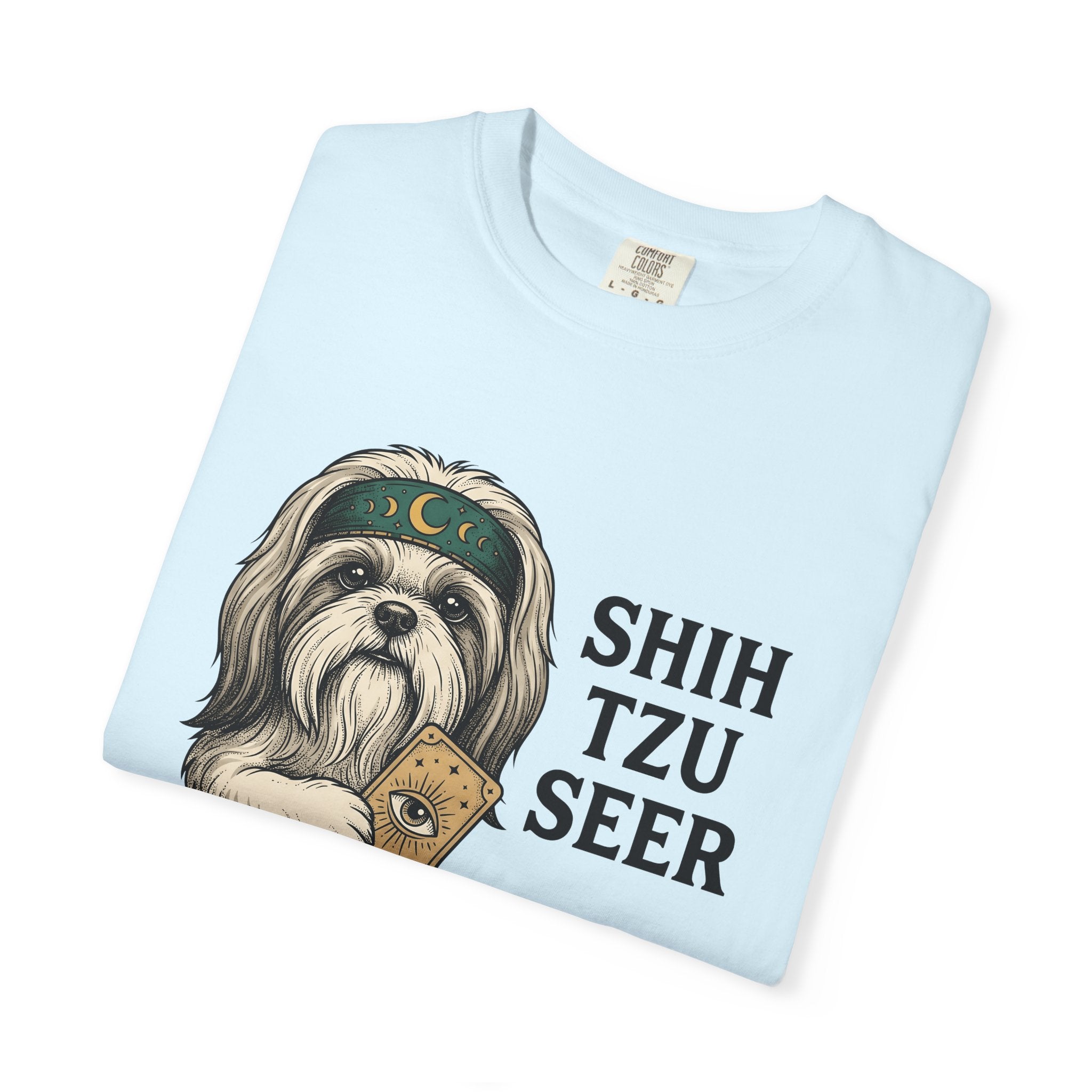Shih Tzu Shirt Dog Spiritual Gift Women Old School Tee Dog T-Shirt Dog Fan Puppy Tshirt Mystical Graphic Cartoon Divination Card Tshirt