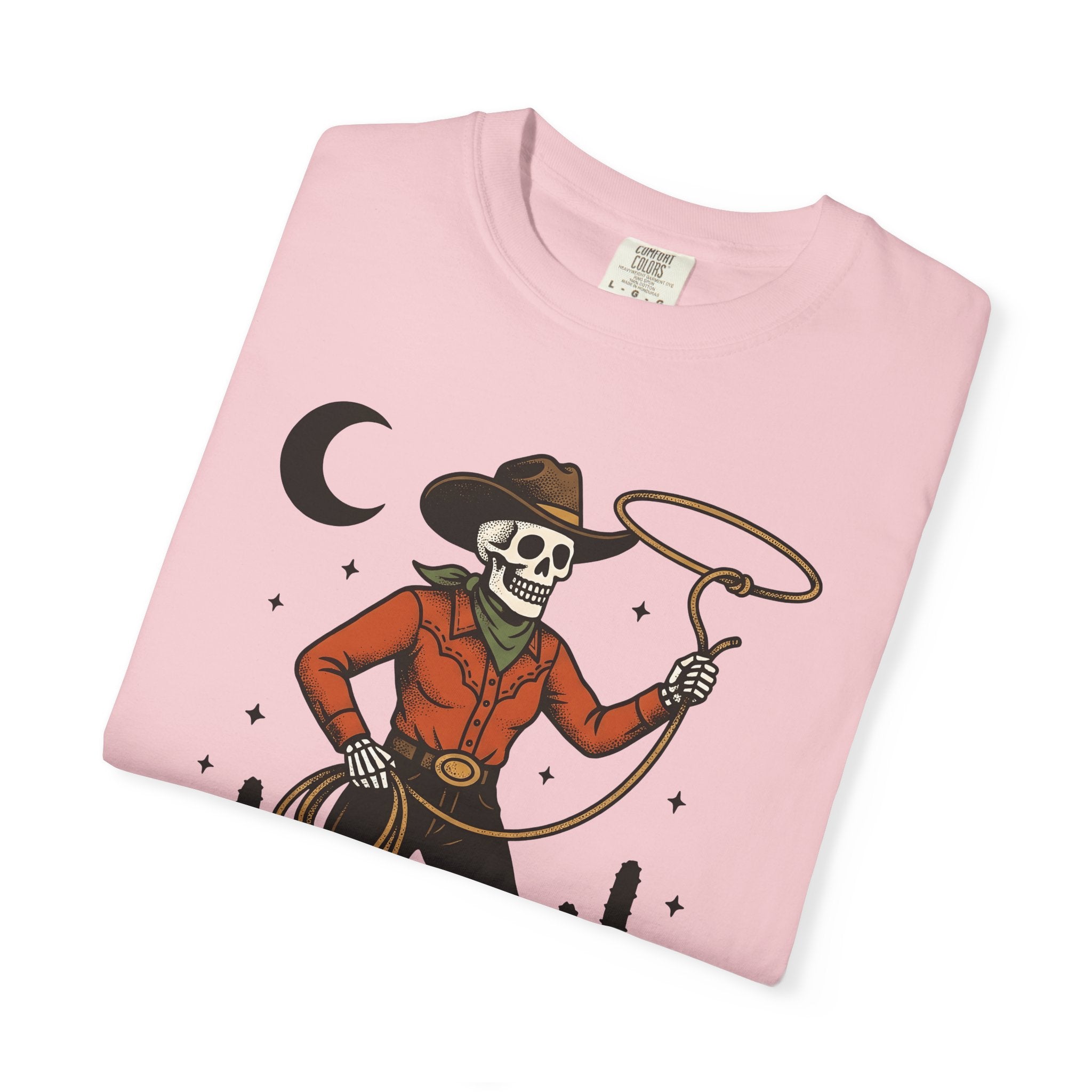 Skeleton Cowboy Shirt Halloween Cowboy Gift Women Vintage Tee Skeleton T-Shirt Horror Fan Retro Tshirt Cowboy Graphic Western Cactus Tshirt
