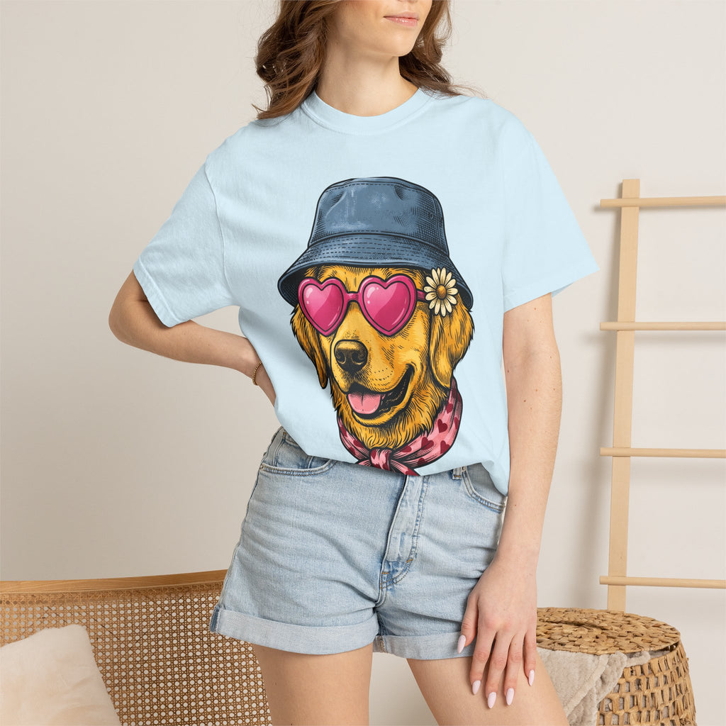 Golden Retriever Shirt St Valentines Day Pet Owner Gift Women Cartoon Tee Retriever T-Shirt Valentines Fan Comic Tshirt Dog Owner Graphic
