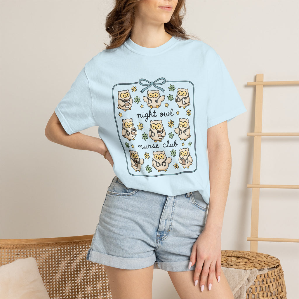 Nurse Owl Shirt Nurses Animal Gift Women Kawaii Tee Owl T-Shirt Nursing Enthusiast Cute Tshirt Wildlife Graphic Hand Drawn Coffee Cup Tshirt
