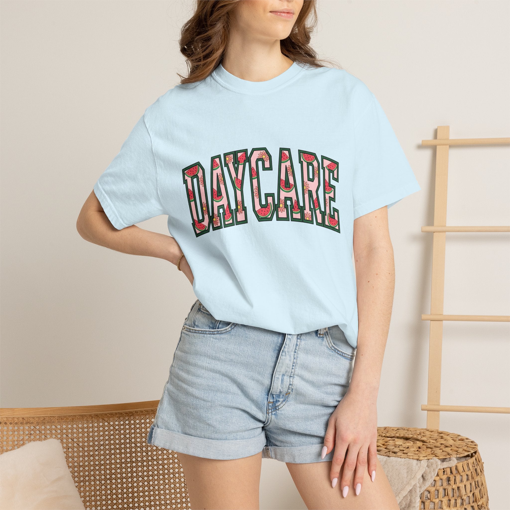 Daycare Graphic Shirt Daycare Summer Gift Women Bold Tee Childcare T-Shirt Daycare Fan Vintage Tshirt Seasonal Graphic Retro Watermelon