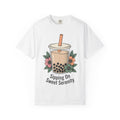 Pearl Tea Shirt Drinks Eatery Gift Women Indie Tee Boba T-Shirt Beverage Fan Bubble Tea Tshirt Cafe Graphic Old School Bloom Tshirt