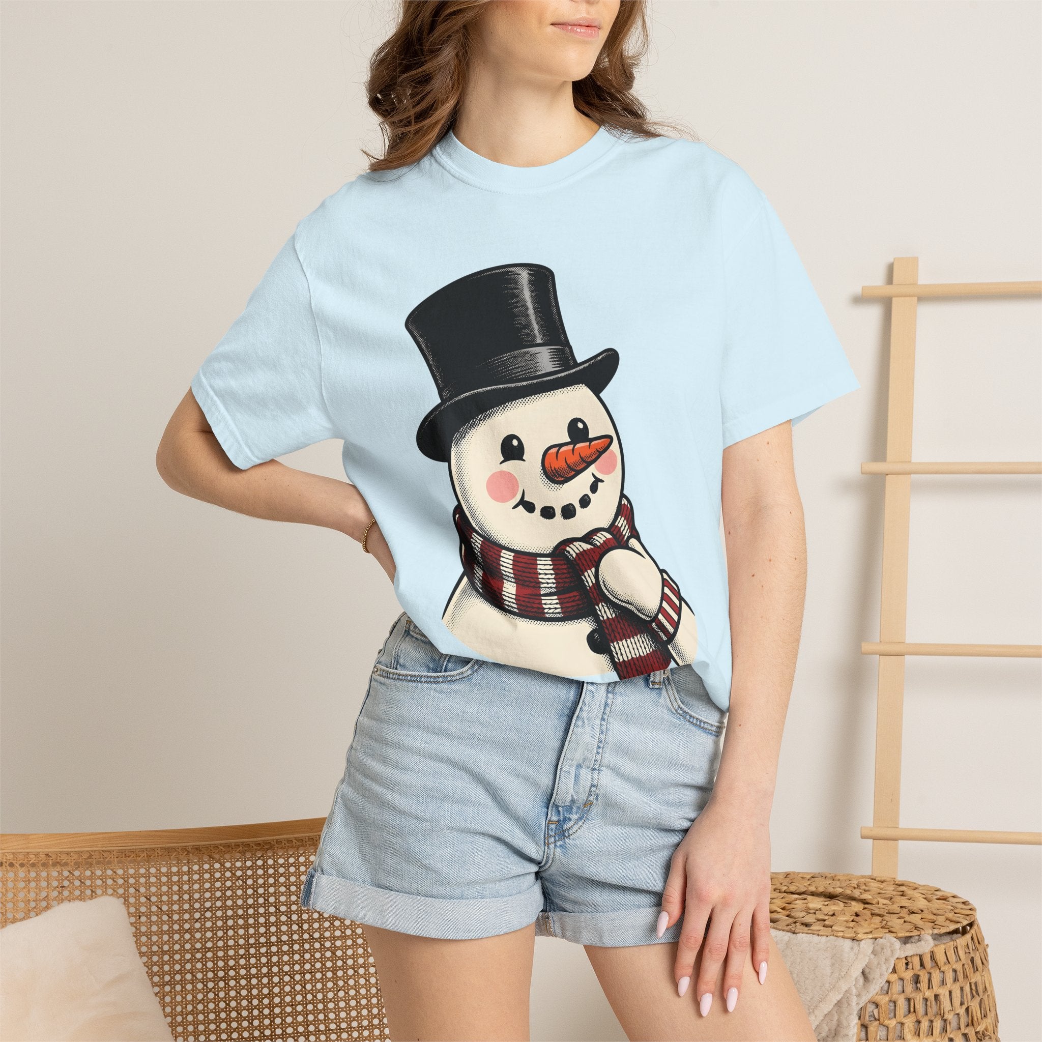 Snowman Icon Shirt Christmas Cold Gift Women Cartoon Tee Frosty T-Shirt Xmas Fan Frost Graphic Tshirt Sketch Striped Neckwear Tshirt