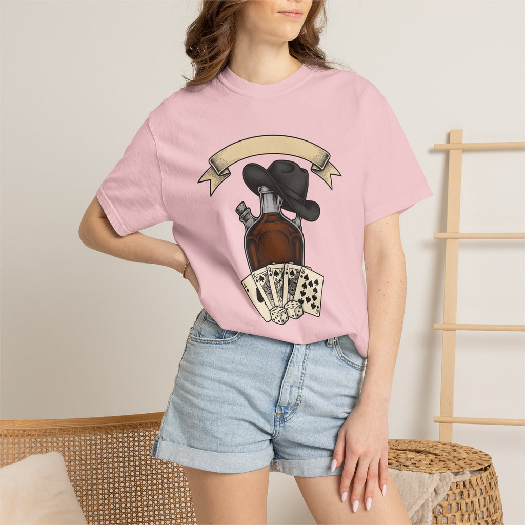 Whiskey Bottle Hat Shirt Cowgirl Western Gift Women Vintage Tee Liquor T-Shirt Rodeo Fan Retro Tshirt Cowboy Graphic Hand Drawn Playing