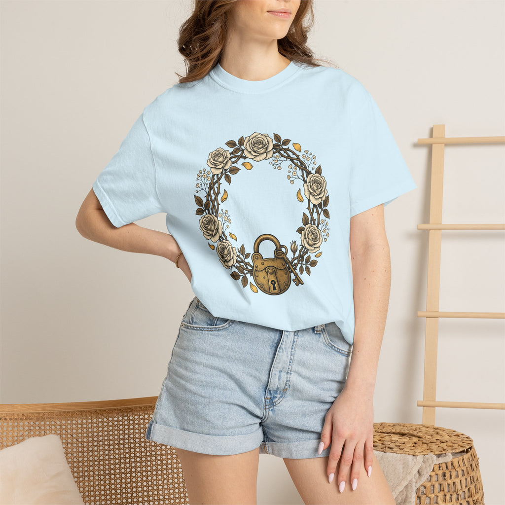 Flower Ring Shirt Holiday Bouquet Gift Women Retro Tee Floral T-Shirt Vacation Fan Vintage Tshirt Arrangement Graphic Sketch Lock Tshirt