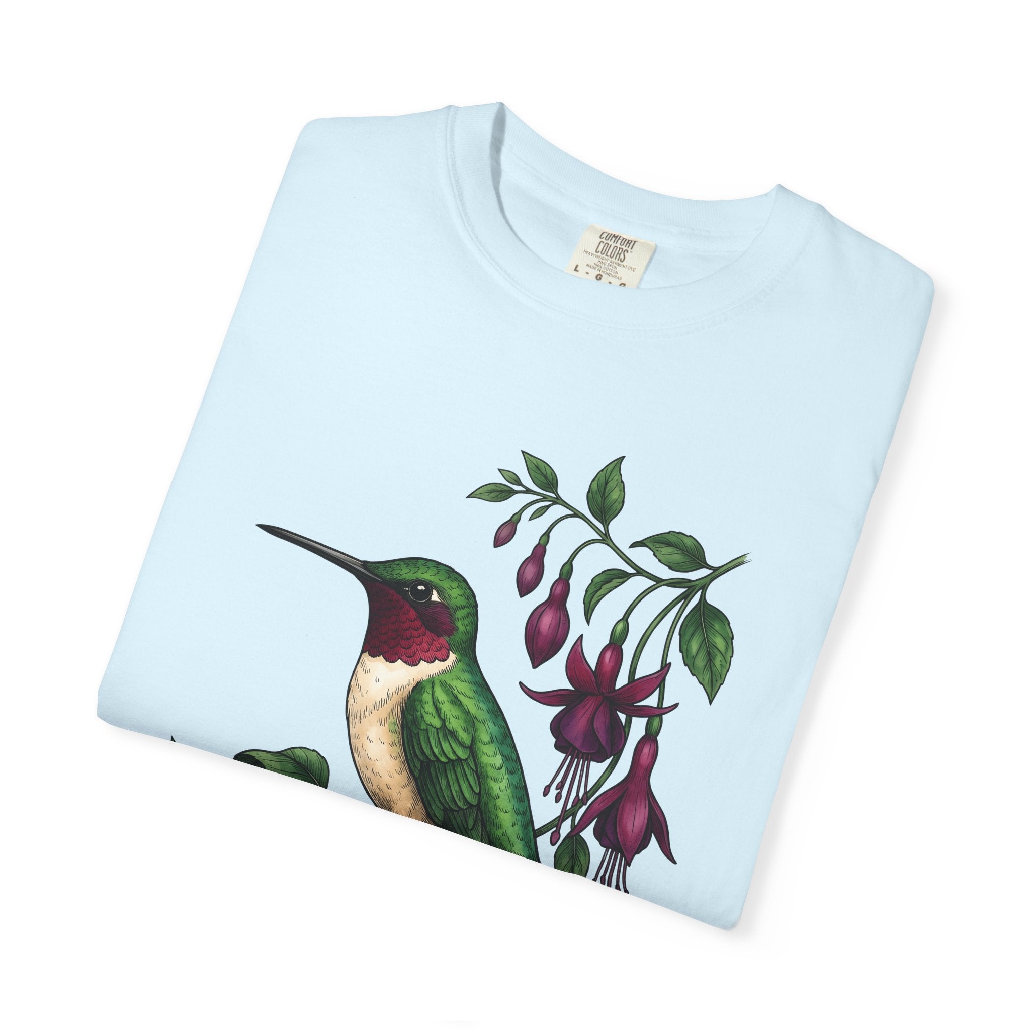Hummingbird Art Shirt Animals & Flowers Wildlife Gift Women Garden Tee Hummingbirds T-Shirt Flower Fan Floral Graphic Tshirt Line Art