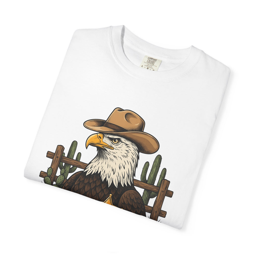 Eagle Cowboy Shirt Patriot Western Gift Women Vintage Tee Bald Eagle T-Shirt Nationalist Fan Distressed Tshirt Rodeo Graphic Retro Sheriff