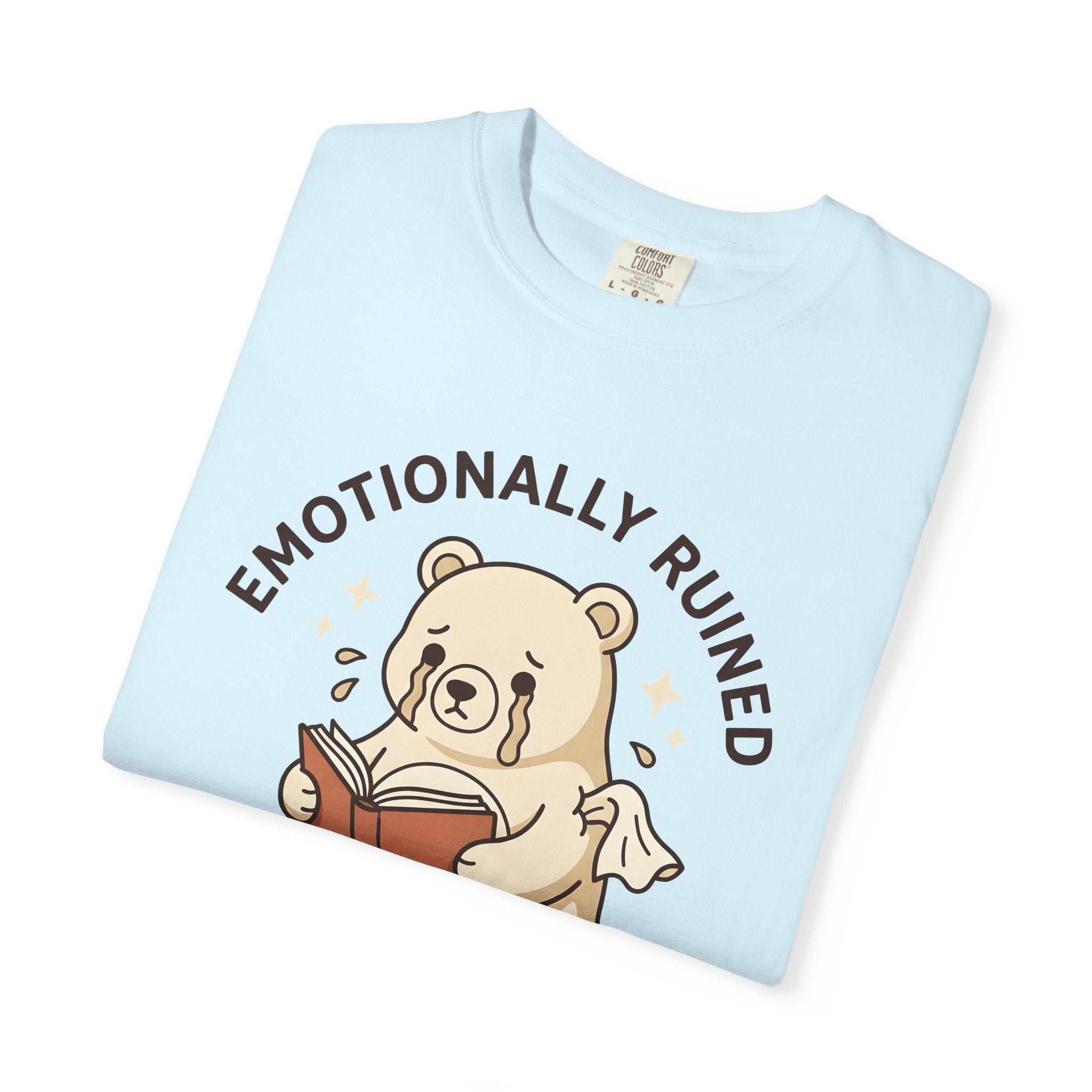 Crying Bear Shirt Cute Bookworm Gift Women Chibi Tee Teddy T-Shirt Adorable Fan Cartoon Tshirt Bibliophile Graphic Illustration Open Book