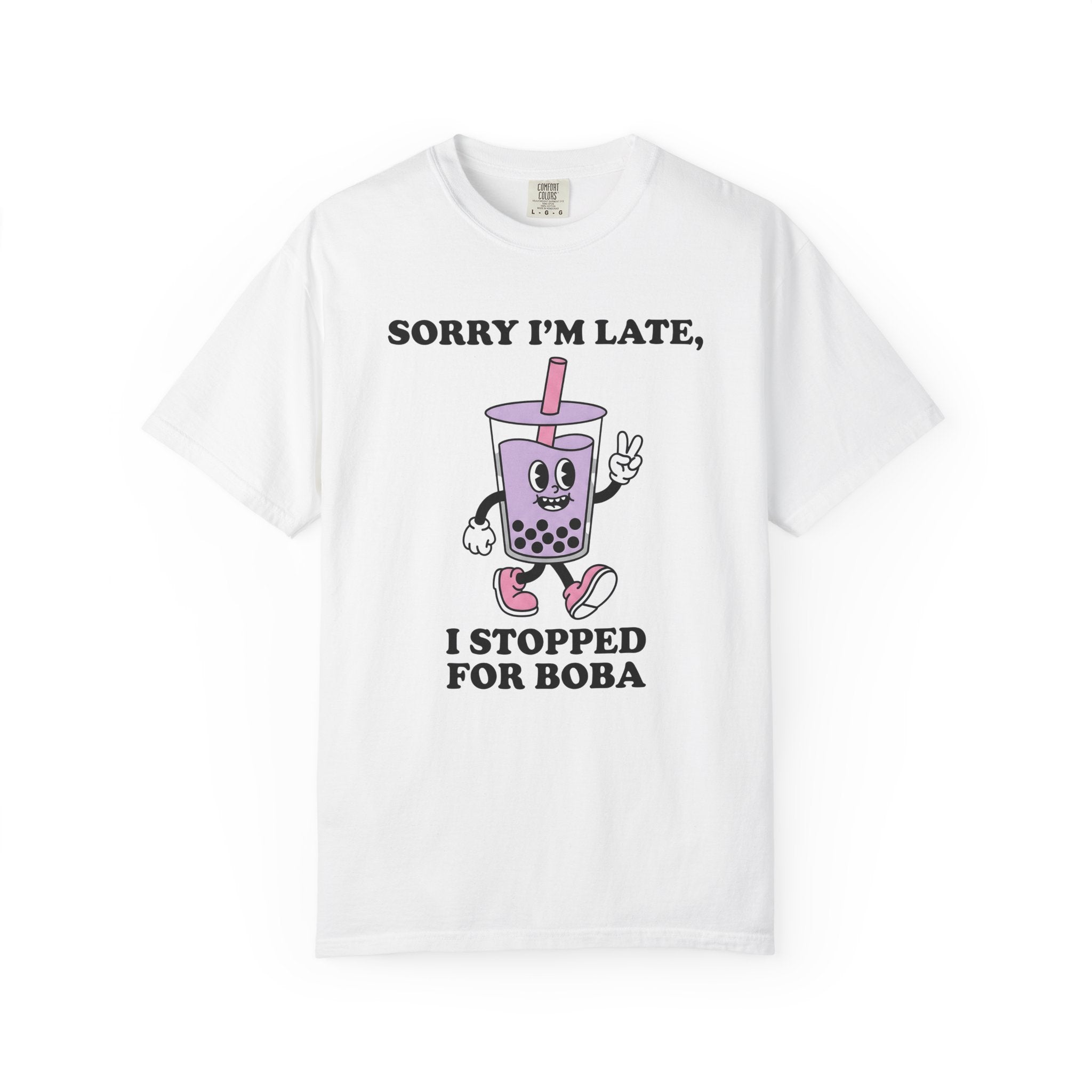 Bubble Tea Cartoon Shirt Drinks Humor Gift Women Comic Tee Boba T-Shirt Beverage Fan Cartoon Tshirt Funny Graphic Vintage Victory Hand