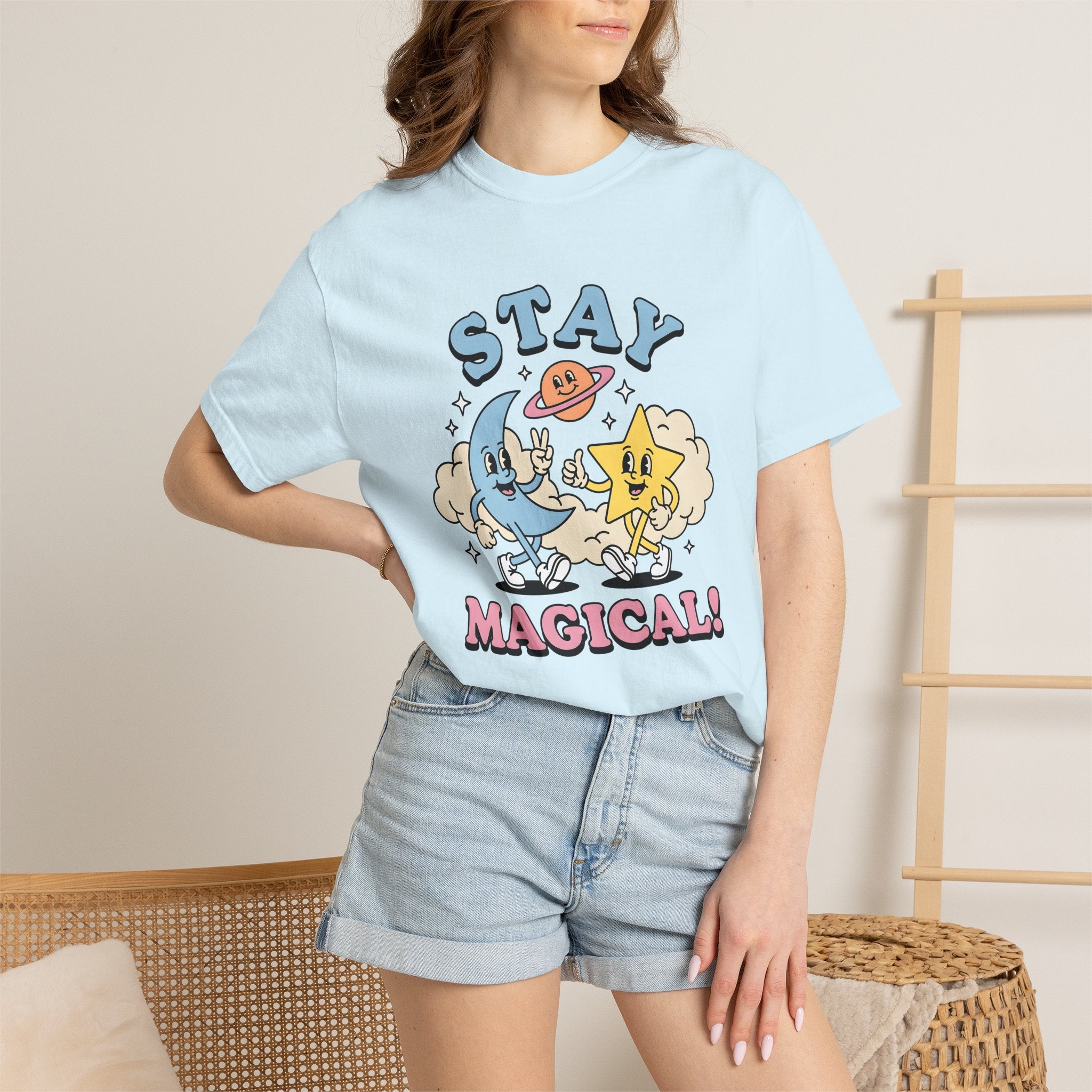 Moon Star Character Shirt Funny Horoscope Gift Women Playful Tee Celestial T-Shirt Humor Fan Astrology Graphic Tshirt Classic World Tshirt