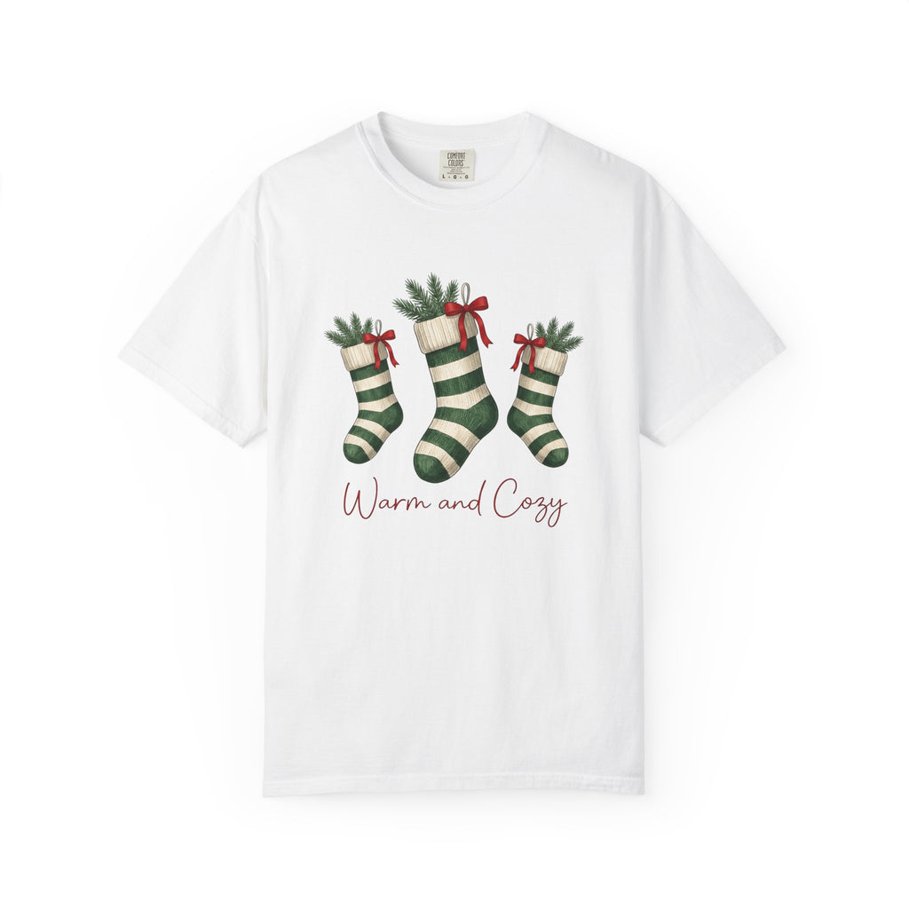Xmas Stockings Shirt Christmas Celebration Gift Women Watercolor Tee Christmas Stockings T-Shirt Christmas Fan Watercolour Tshirt Party
