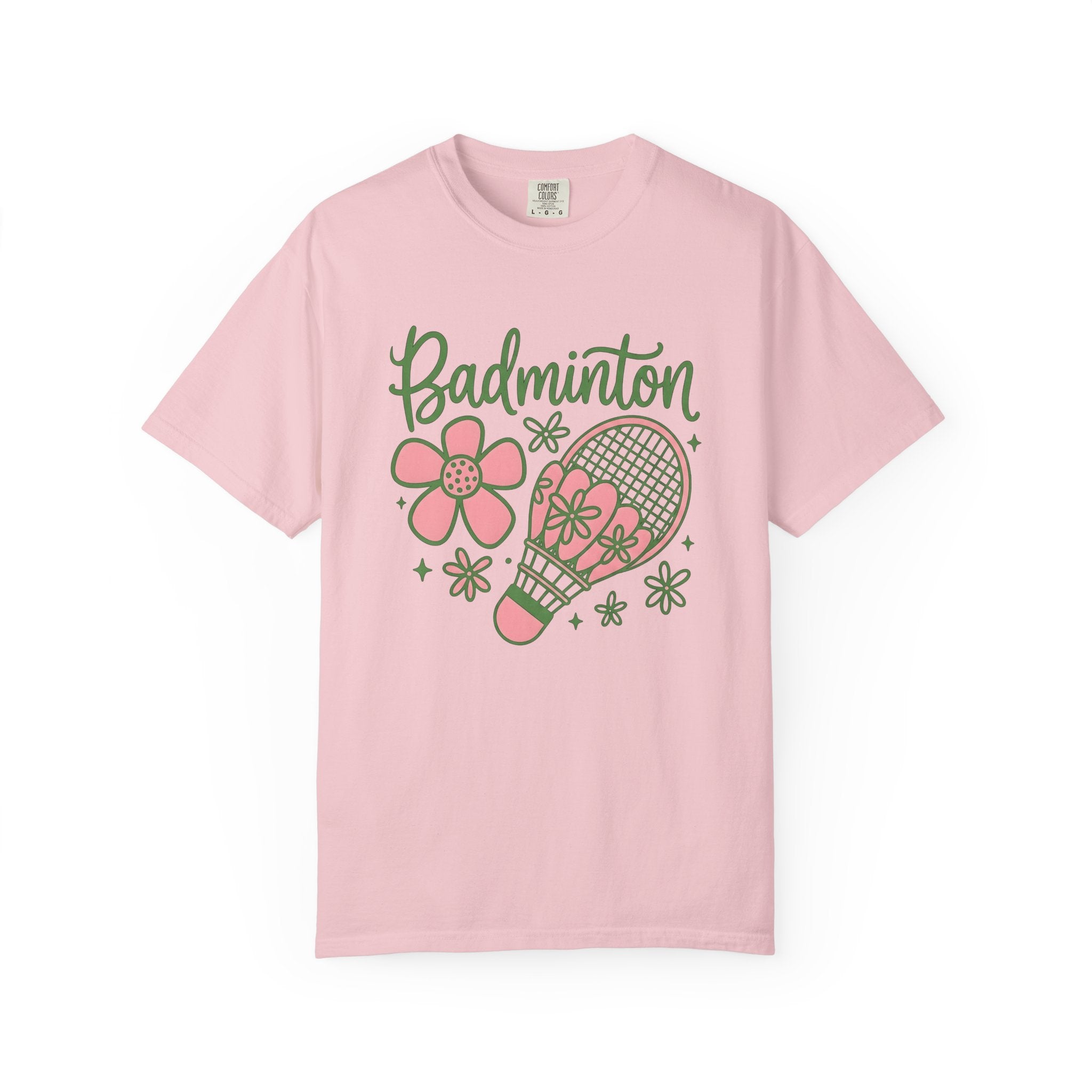 Badminton Racket Shirt Badminton Floral Gift Women Playful Tee Racket T-Shirt Badminton Enthusiast Fun Tshirt Botanical Graphic Retro Flower