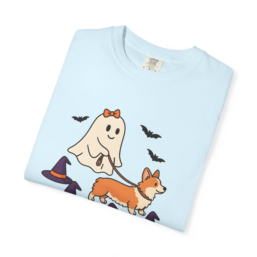 Corgi Ghost Dog Shirt Dog Spooky Gift Women Adorable Tee Pembroke Welsh Corgi T-Shirt Dog Fan Cute Tshirt Horror Graphic Comic Witch Hat