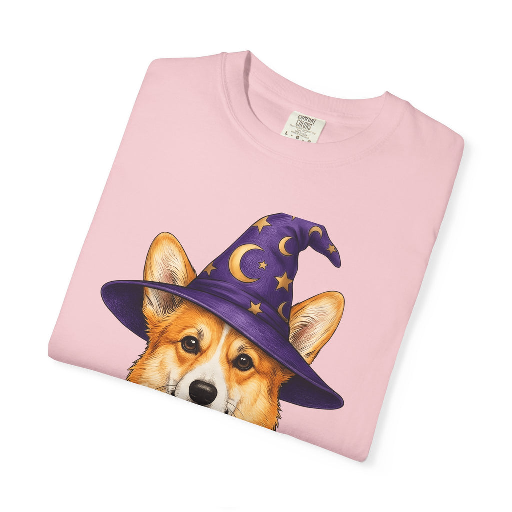 Corgi Mage Shirt Dog Holiday Gift Women Sketch Tee Pembroke Welsh Corgi T-Shirt Dog Fan Drawing Graphic Retro Pointed Hat Tshirt