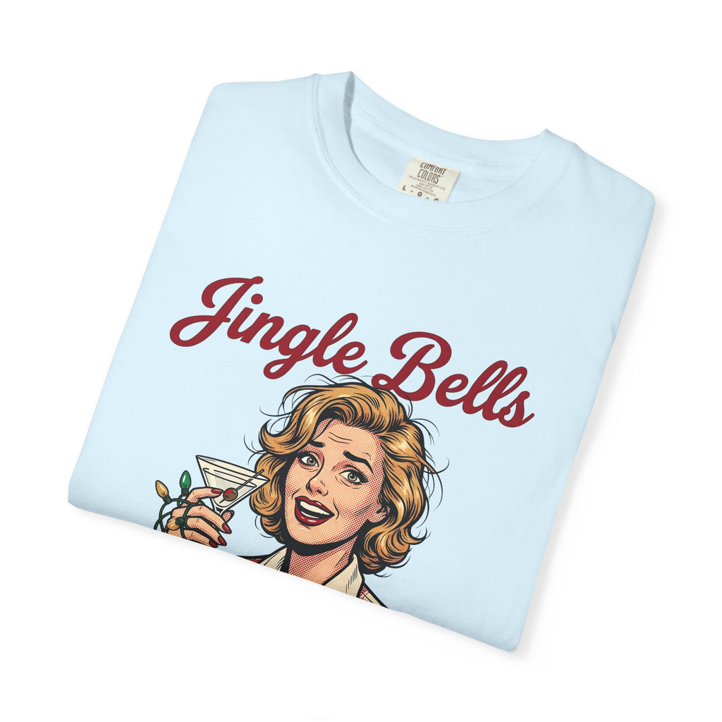 Vintage Woman Drink Shirt Holiday Holidays Gift Women Retro Tee Cocktail T-Shirt Holiday Fan Vintage Graphic Pop Art String Lights Tshirt