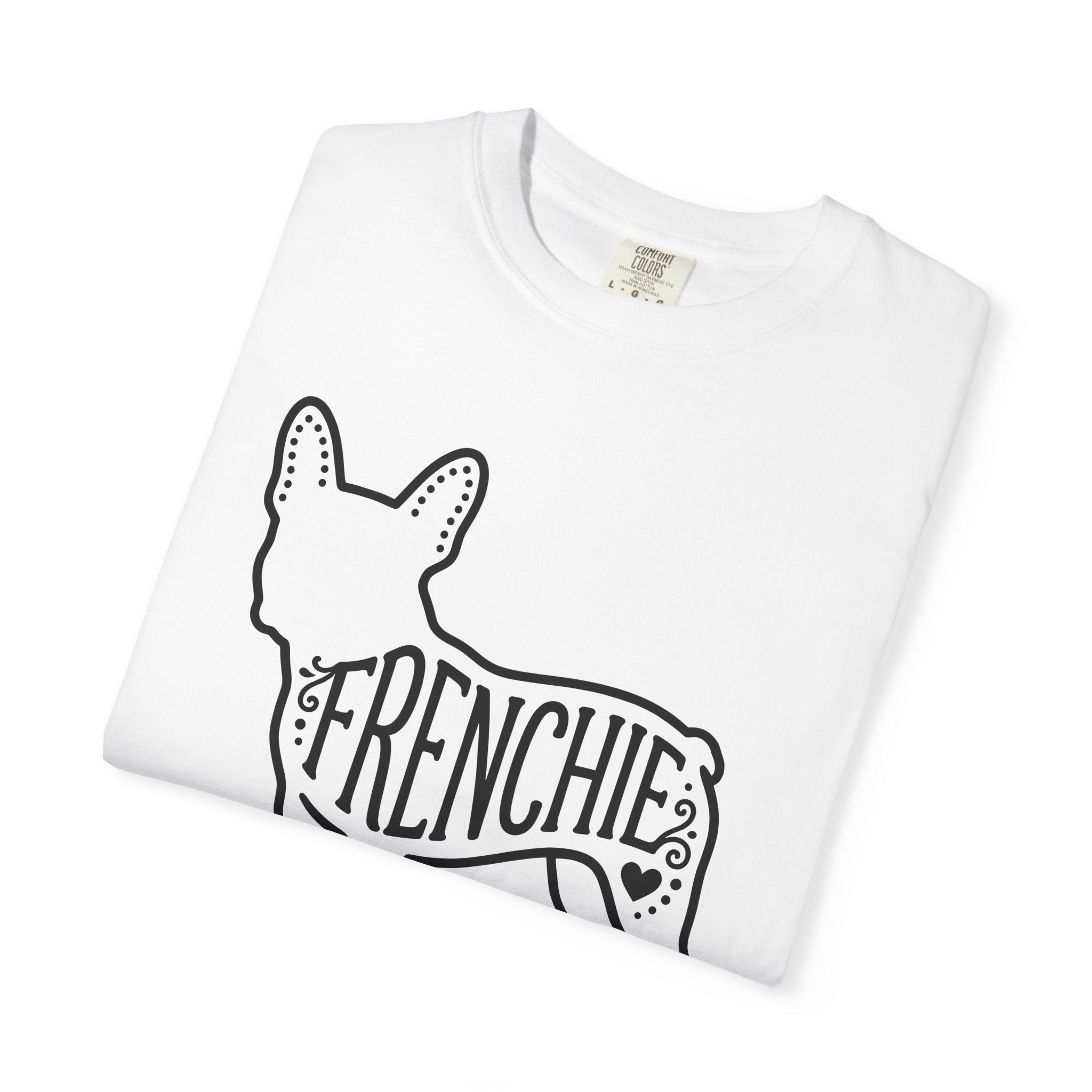 French Bulldog Shirt Dog Critters Gift Women Strong Graphic Tee Bulldog T-Shirt Dog Fan Graphic Tshirt Creature Graphic Linear Heart Icon