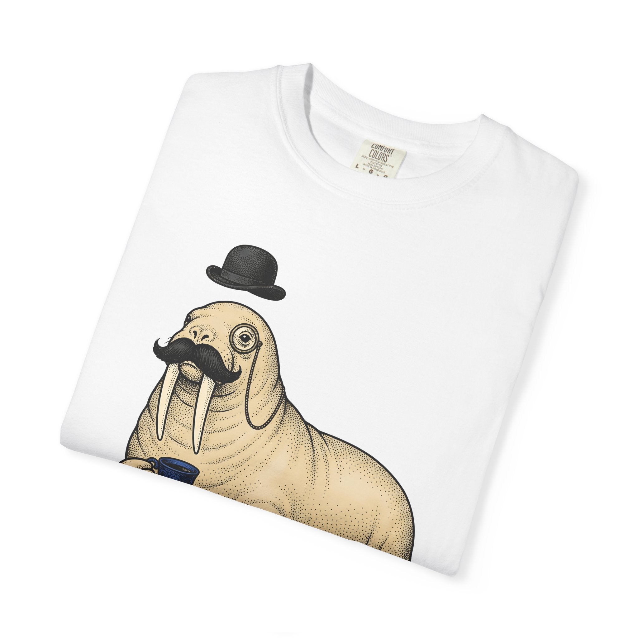 Walrus Tea Party Shirt Animals Humor Gift Women Vintage Tee Walrus T-Shirt Wildlife Fan Retro Tshirt Funny Graphic Hand Drawn Penguin Tshirt