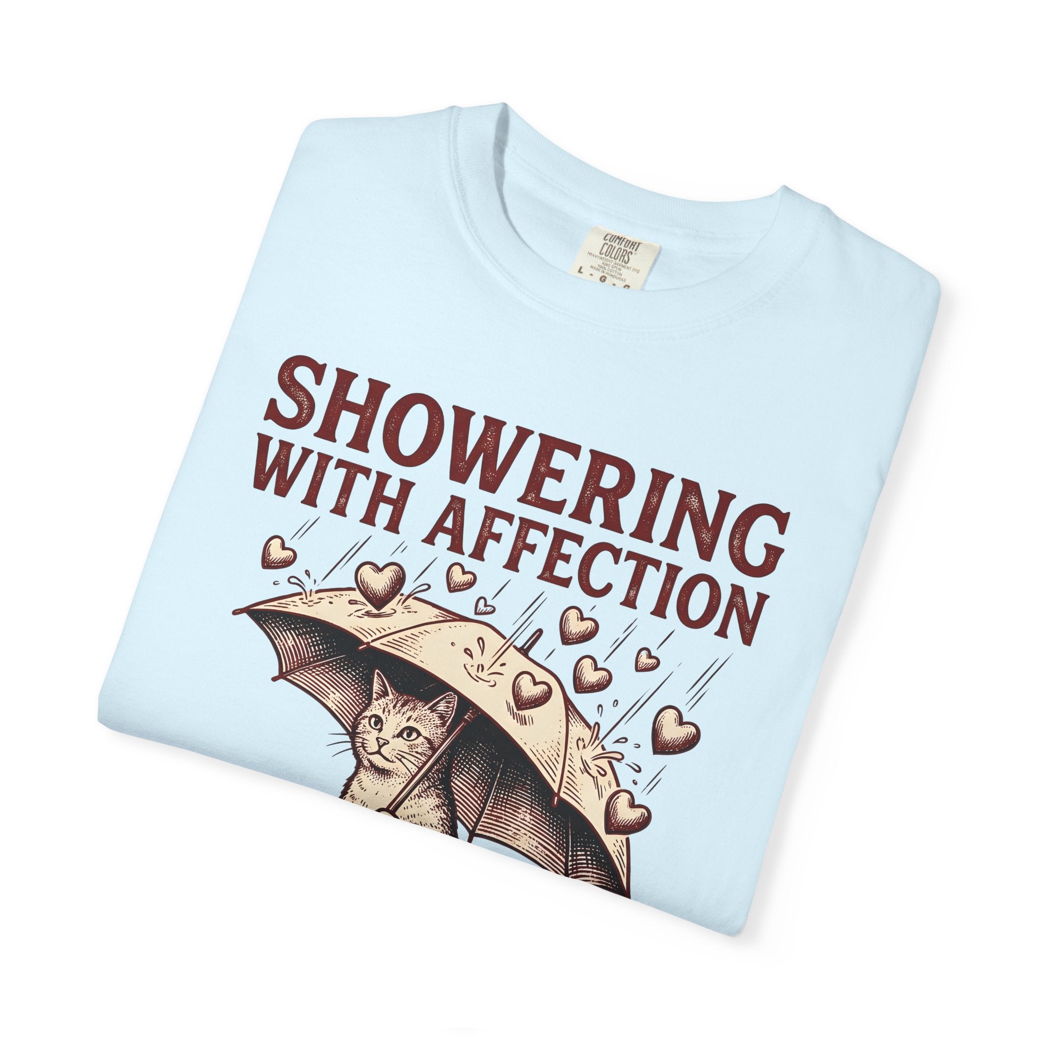 Cat Umbrella Shirt Cat Humor Gift Women Vintage Tee Parasol T-Shirt Feline Fan Retro Tshirt Funny Graphic Hand Drawn Hearts Tshirt