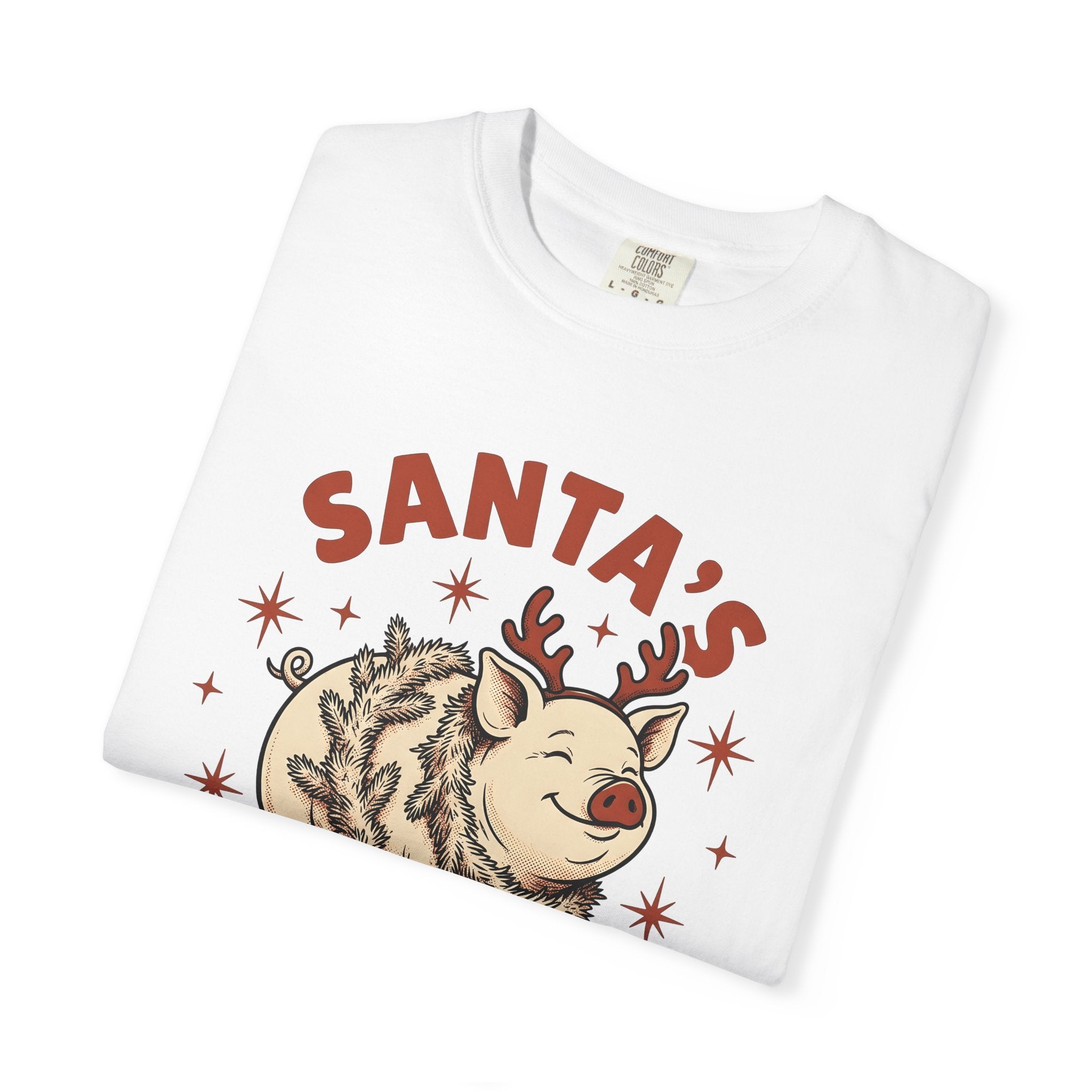 Pig Antlers Shirt Christmas Culinary Gift Women Rustic Tee Horns T-Shirt Xmas Fan Holiday Tshirt Food Graphic Doodle Stars Tshirt