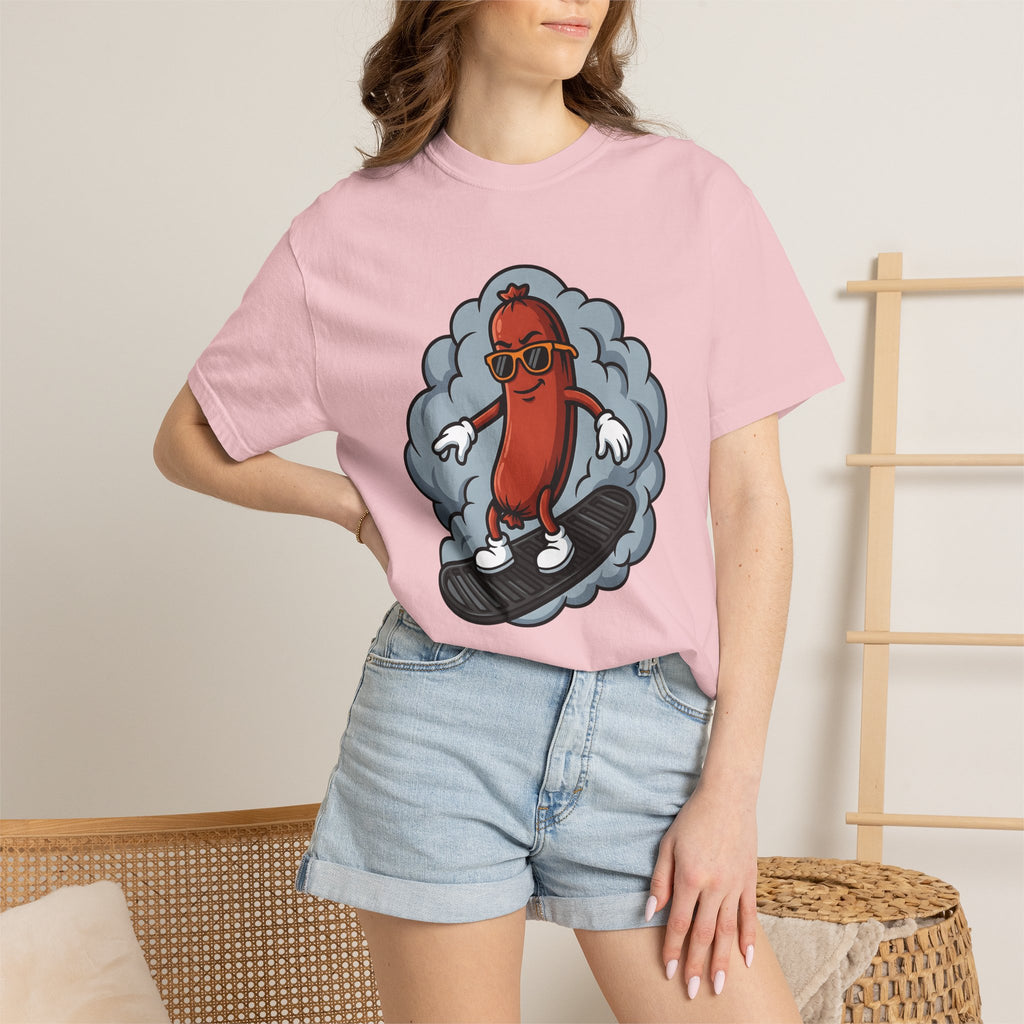 Kielbasa Skateboard Shirt Sports Recipe Gift Women Doodle Tee Skateboard T-Shirt Athlete Fan Hand Drawn Tshirt Cooking Graphic Vibrant Cool