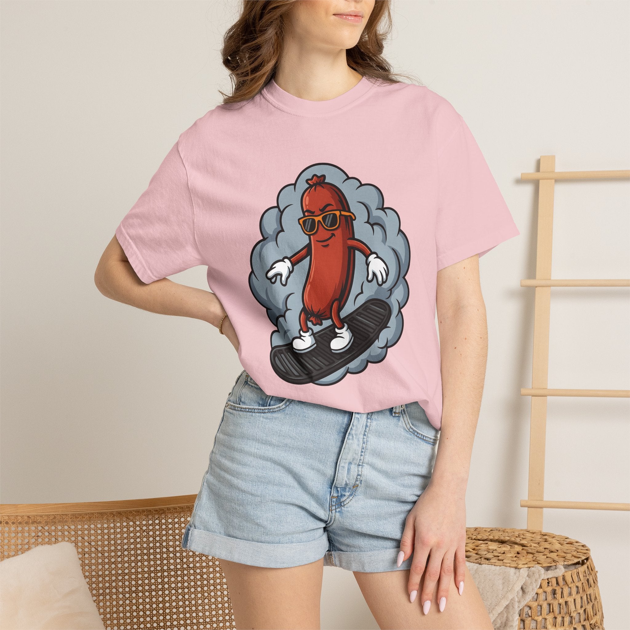 Kielbasa Skateboard Shirt Sports Recipe Gift Women Doodle Tee Skateboard T-Shirt Athlete Fan Hand Drawn Tshirt Cooking Graphic Vibrant Cool