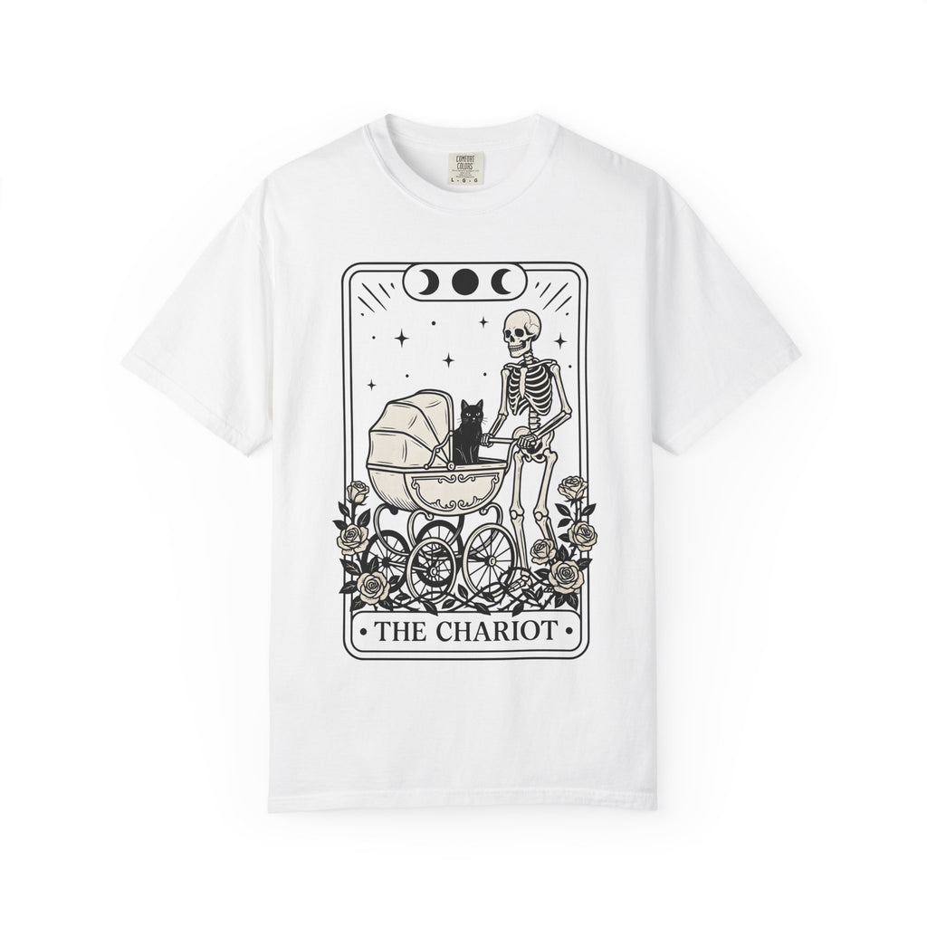 Skeleton Kitten Tarot Shirt Cat Gift Women Eerie Tee Occult T-Shirt Cat Fan Spiritual Tshirt Mystic Graphic Old School Rose Flower Tshirt