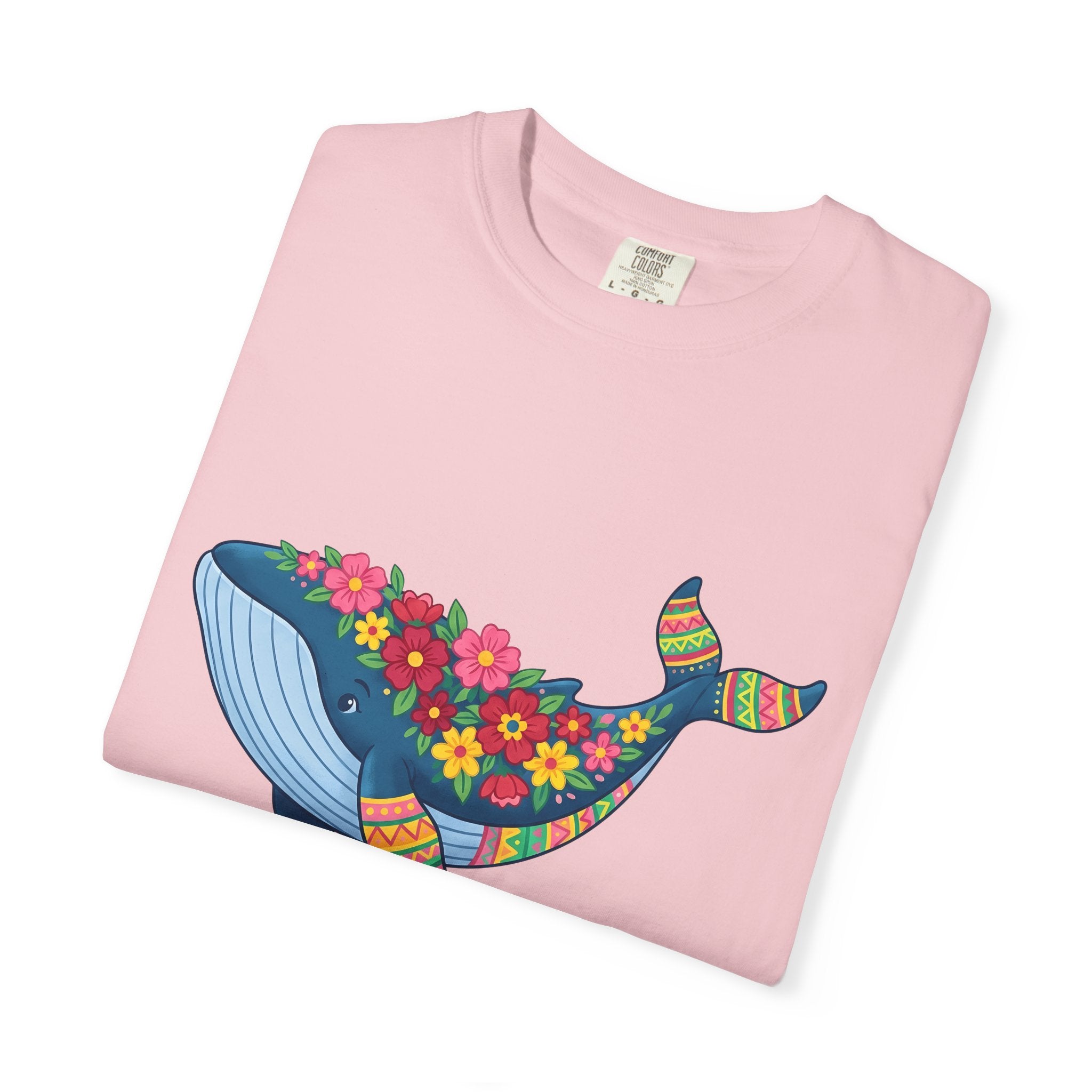 Whale Flower Shirt Animals & Flowers Sea Gift Women Hippie Tee Whale T-Shirt Wildlife Fan Boho Tshirt Ocean Graphic Vibrant Design Tshirt