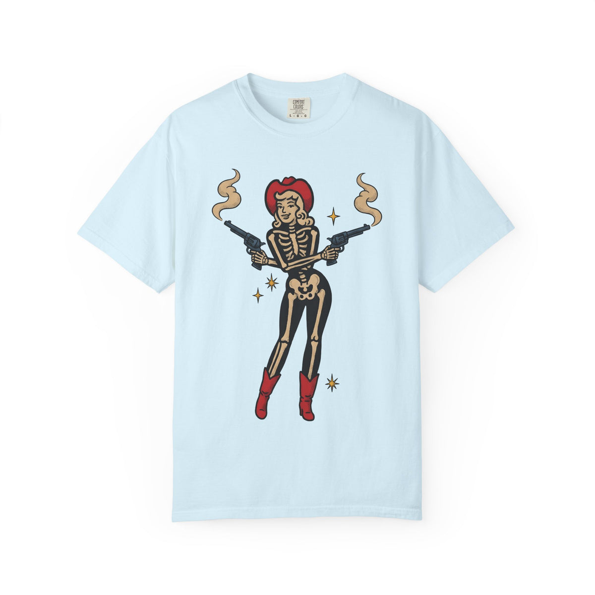 Skull Cowgirl Shirt Cowgirl Fall Gift Women Illustrative Tattoo Tee Sugar Skull T-Shirt Rodeo Fan Tattooed Tshirt Autumn Graphic Old School