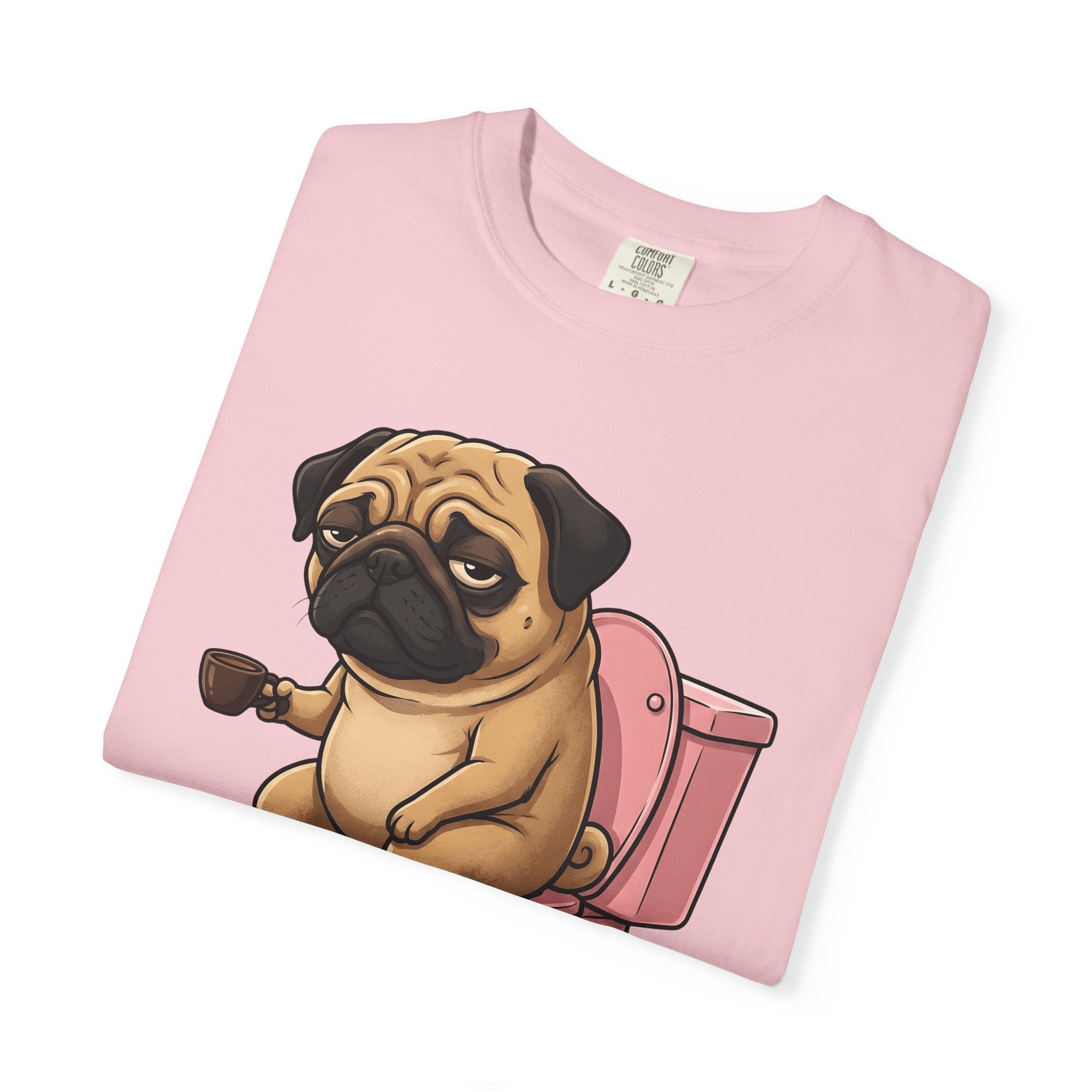 Pug Mocha Shirt Dog Satire Gift Women Animated Tee Pugs T-Shirt Dog Fan Cartoon Tshirt Parody Graphic Line Art Lavatory Tshirt
