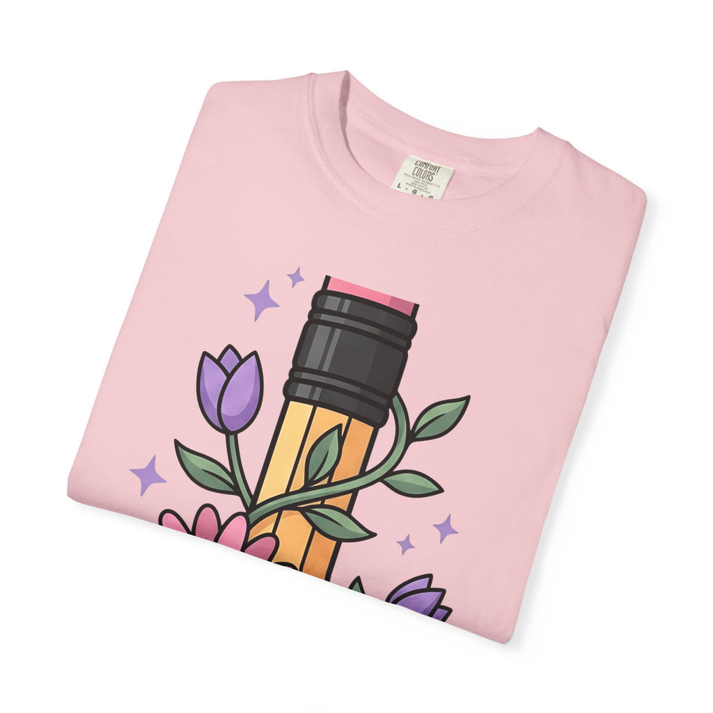Hand Drawn Flowers Shirt Teachers Greenery Gift Women Line Art Tee Floral T-Shirt Educator Enthusiast Illustration Graphic Doodle Tshirt