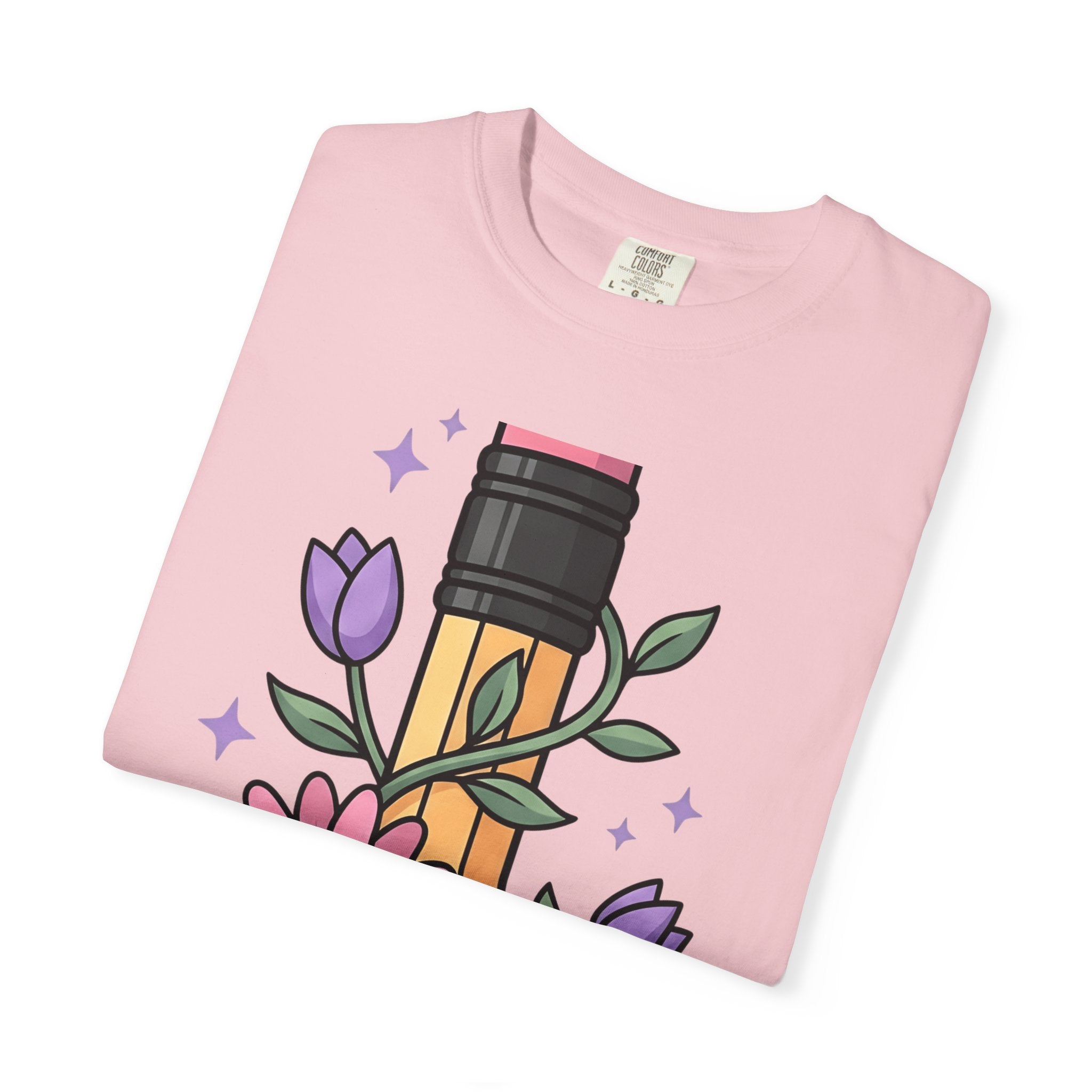 Hand Drawn Flowers Shirt Teachers Greenery Gift Women Line Art Tee Floral T-Shirt Educator Enthusiast Illustration Graphic Doodle Tshirt