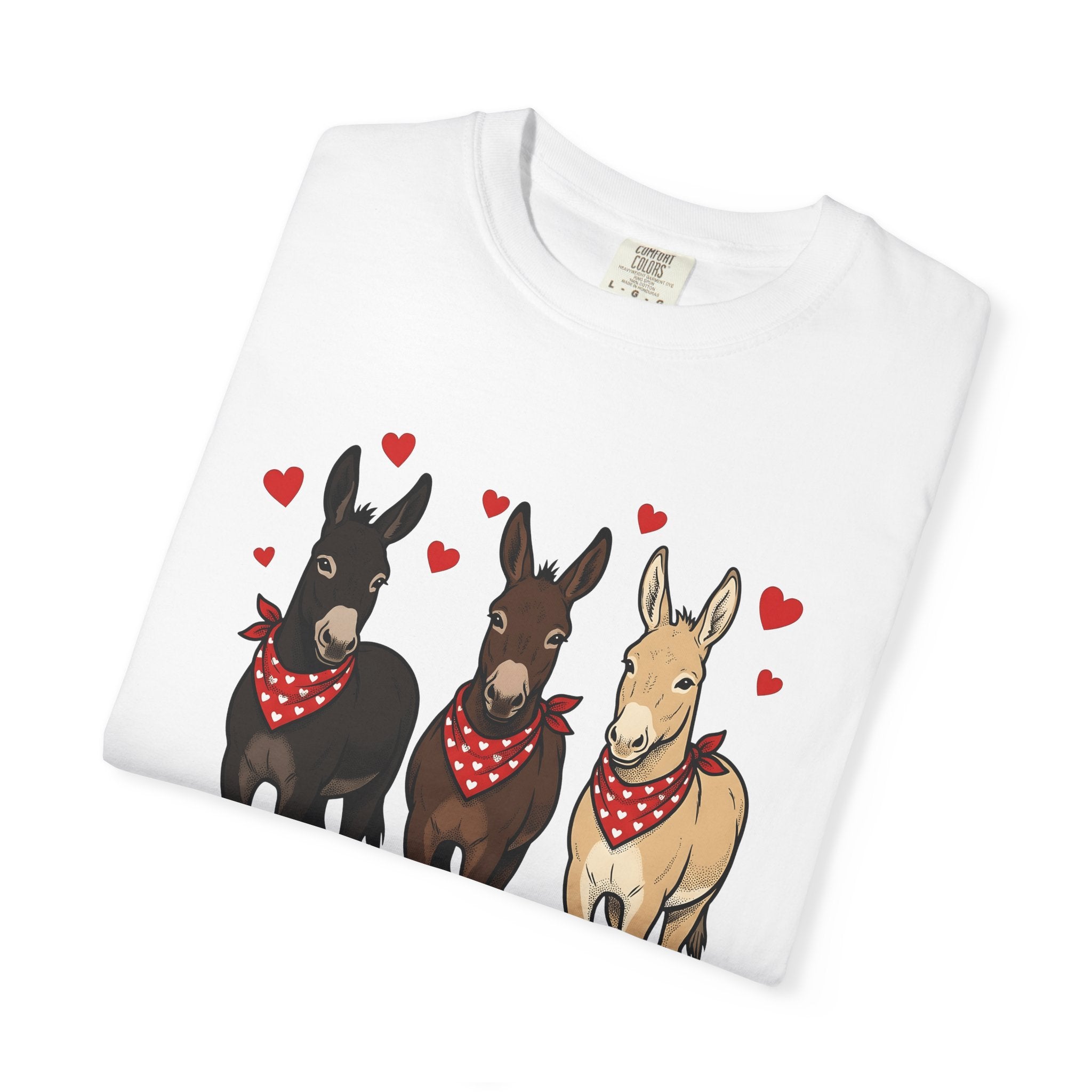 Donkey Group Shirt St. Valentine's Day Wildlife Gift Women Animated Tee Burros T-Shirt Valentine Fan Cartoon Tshirt Animal Graphic Classic