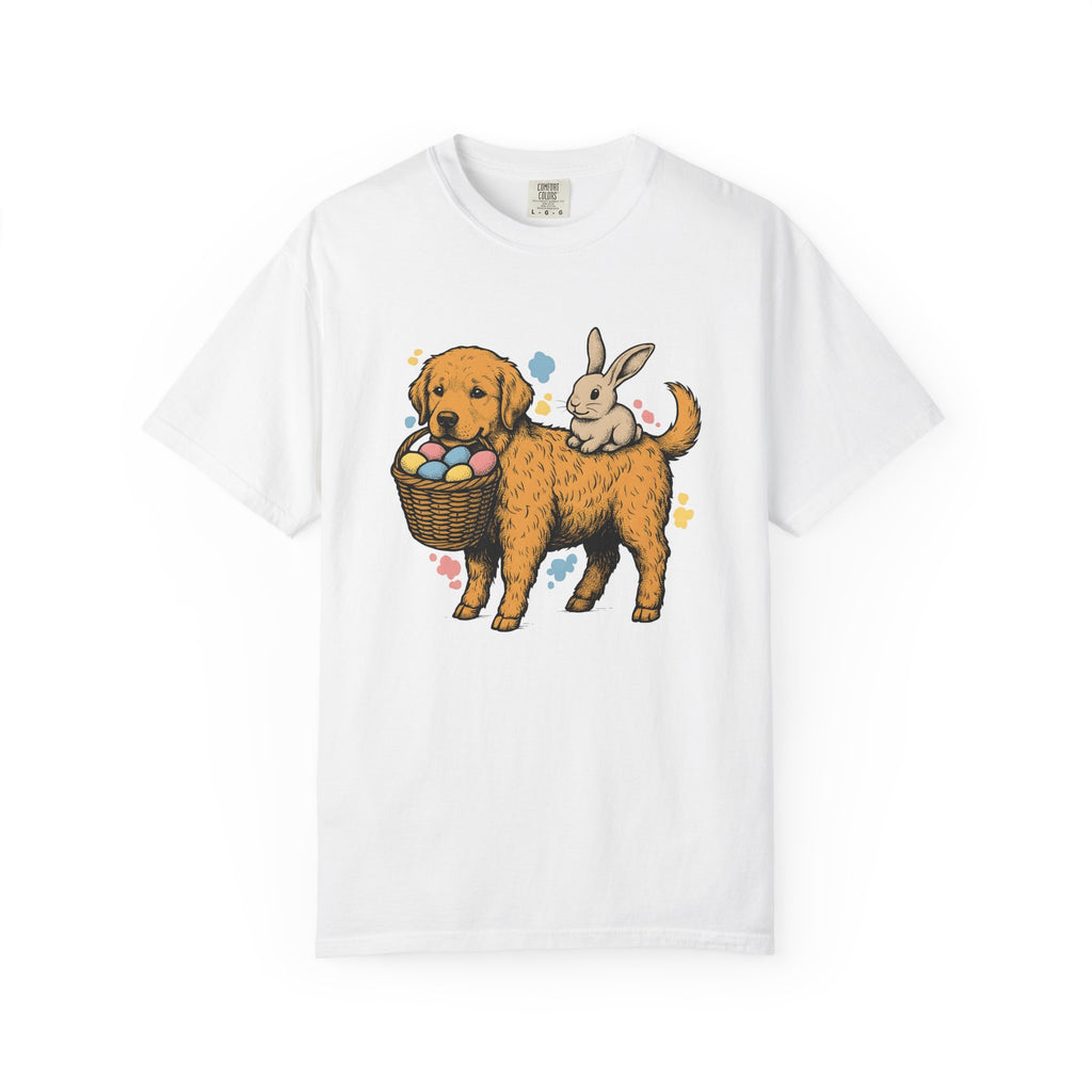 Golden Retriever Bunny Shirt Easter Critters Gift Women Doodle Tee Bunny T-Shirt Spring Fan Cartoon Tshirt Creature Graphic Classic Basket