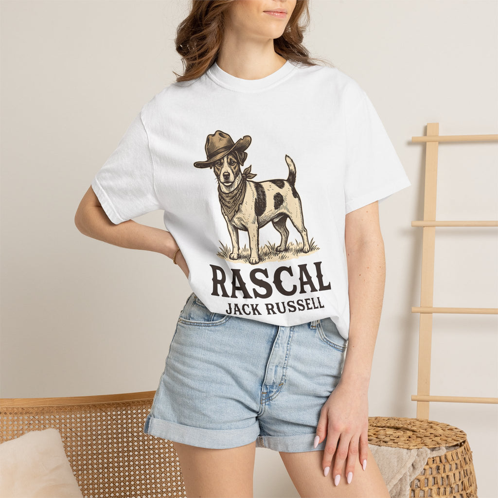 Jack Russell Shirt Dog Rodeo Gift Women Antique Tee Terrier T-Shirt Dog Fan Vintage Tshirt Cowboy Graphic Line Art Stetson Hat Tshirt