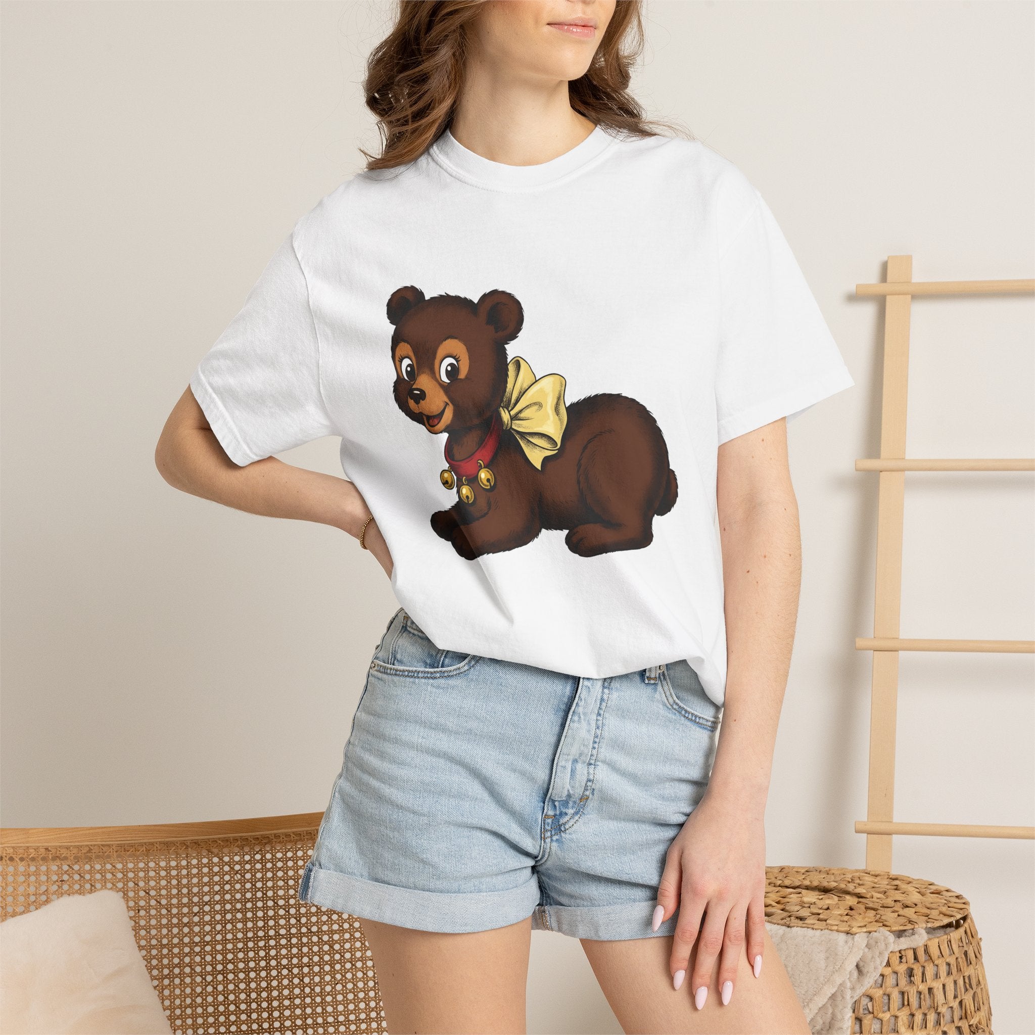 Bear Baby Shirt Animals Sweet Gift Women Animated Tee Cub T-Shirt Wildlife Fan Cartoon Tshirt Cute Graphic Hand Drawn Bowtie Tshirt