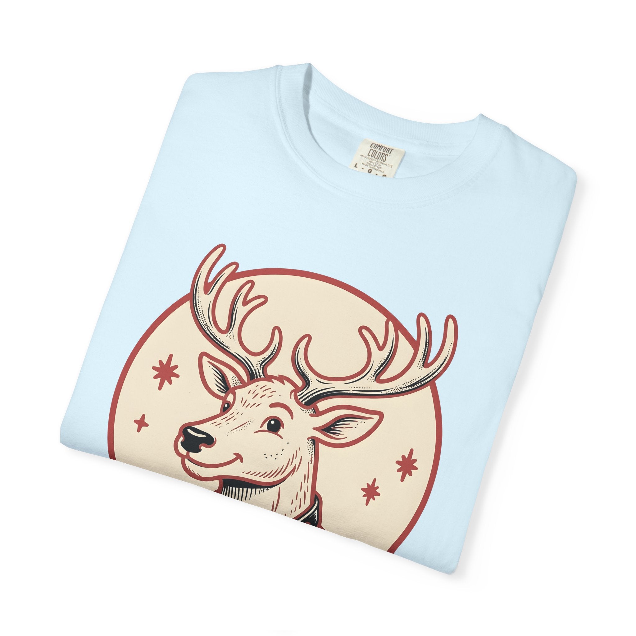 Reindeer Illustration Shirt Christmas Wildlife Gift Women Retro Tee Caribou T-Shirt Xmas Fan Vintage Tshirt Animal Graphic Sketch Jingle