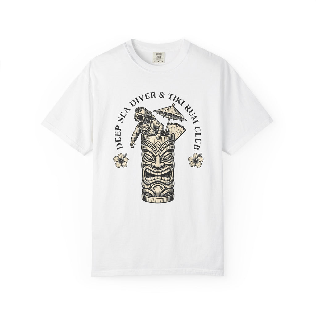 Tiki Mug Diver Shirt Drinks Tropical Gift Women Vintage Tee Scuba Diver T-Shirt Cocktail Fan Retro Tshirt Island Graphic Hand Drawn Hibiscus