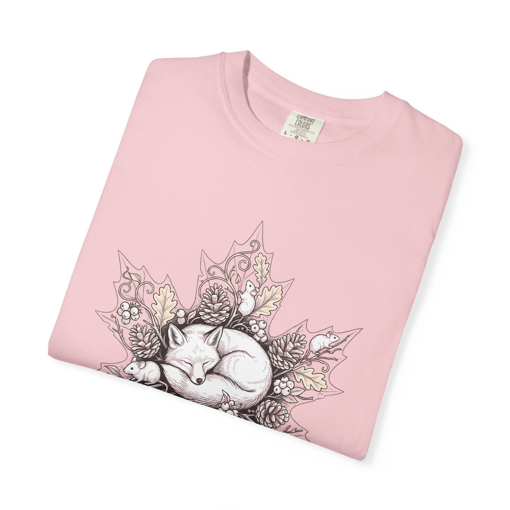 Fox Foliage Shirt Animals & Flowers Forest Gift Women Floral Tee Foxglove T-Shirt Wildlife Fan Botanical Tshirt Woods Graphic Retro Cones
