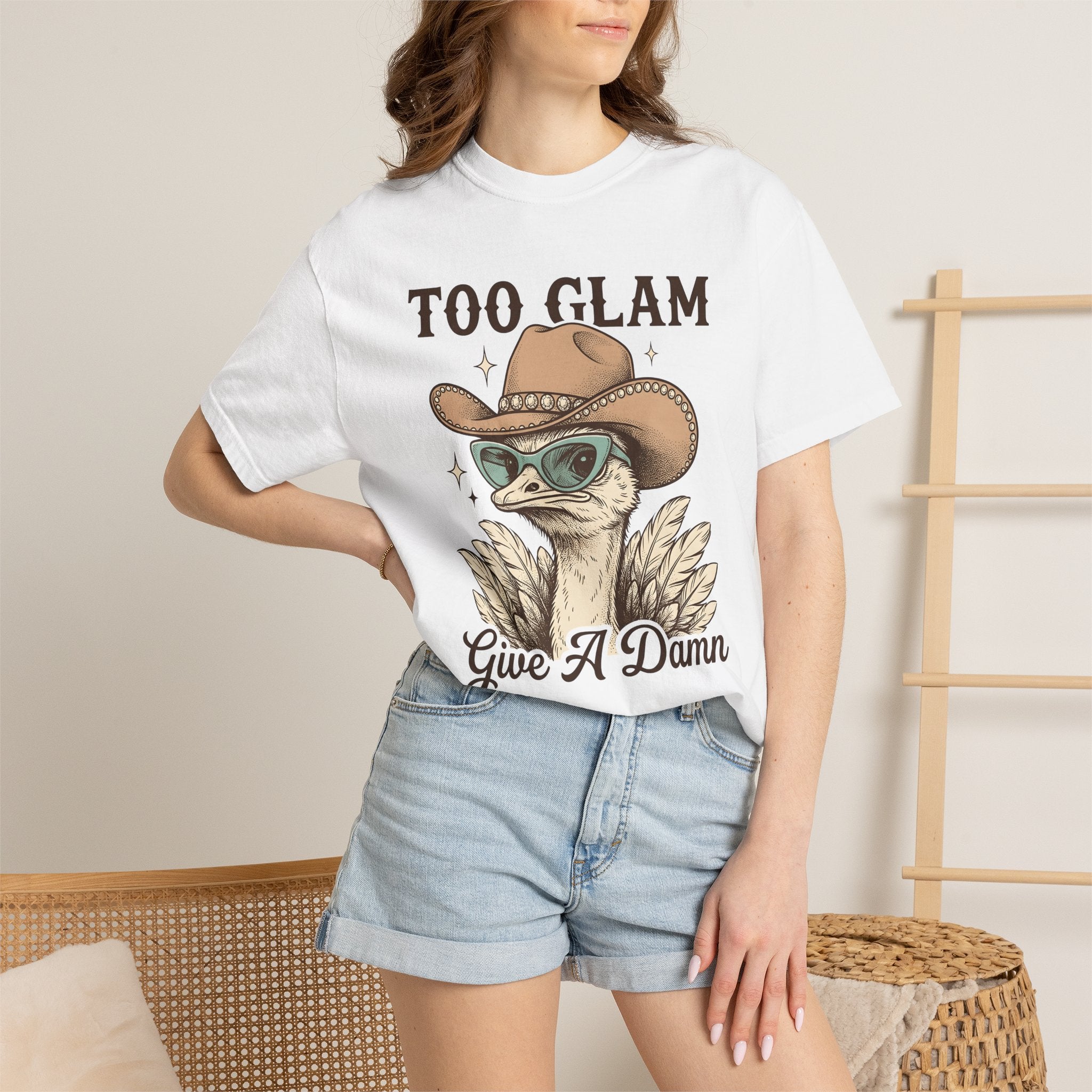 Ostrich Cowboy Hat Shirt Cowgirl Fauna Gift Women Line Art Tee Cowboy Hat T-Shirt Rodeo Fan Minimalist Tshirt Wildlife Graphic Doodle Sun