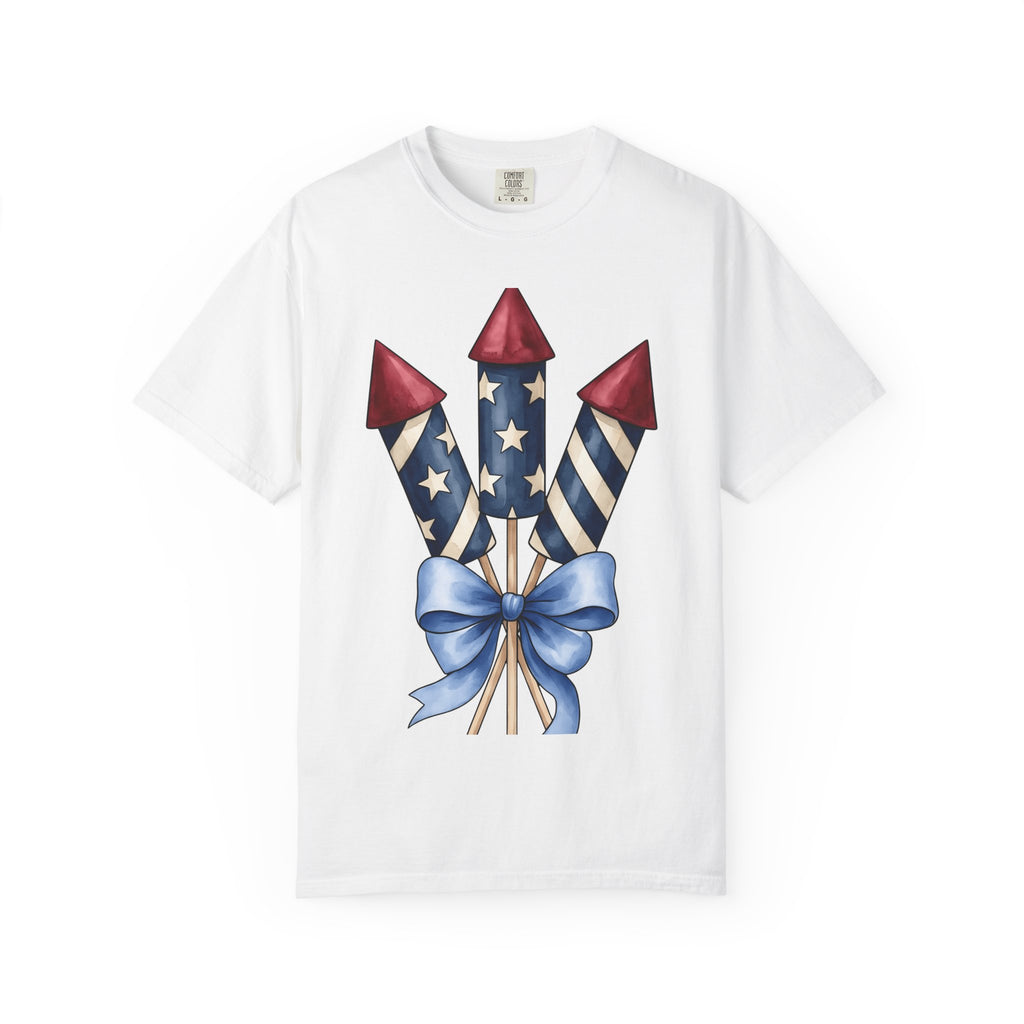 Firework Rockets Shirt 4th Of July Americana Gift Women Watercolor Tee Fireworks T-Shirt Patriotic Fan Pyrotechnics Tshirt American Graphic