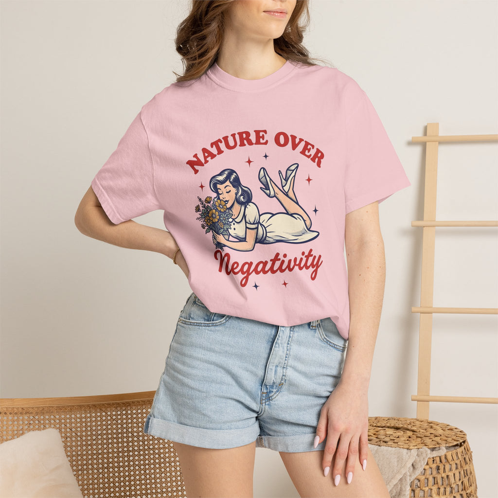 Girl Flowers Shirt Nature Positivity Gift Women Vintage Tee Floral T-Shirt Earth Fan Bohemian Tshirt Optimistic Graphic Retro Stars Tshirt